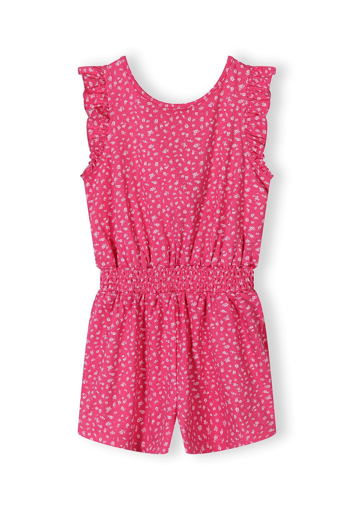 Floral Playsuit Pink Ruffle Sleeves Shorts - 1