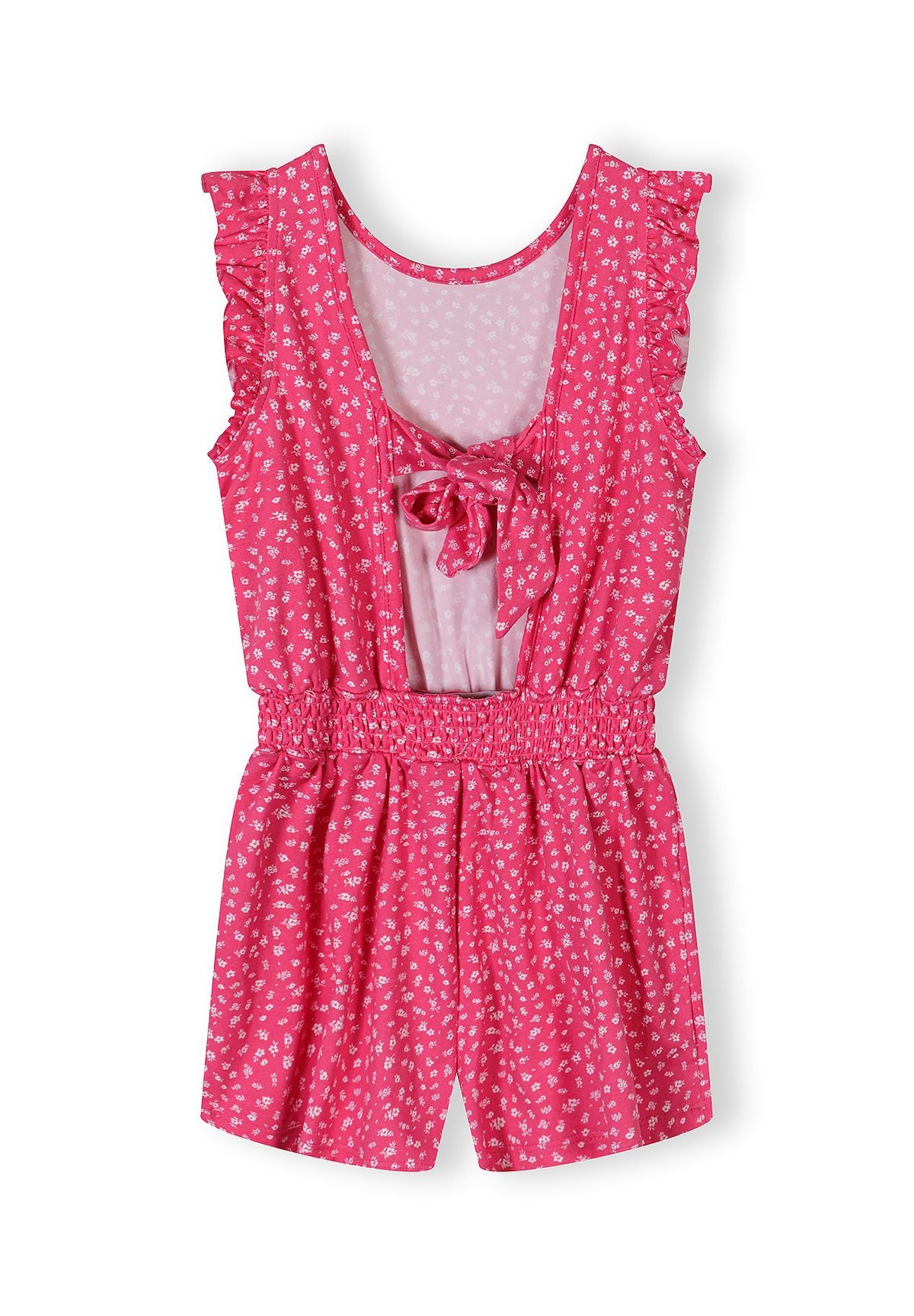 Floral Playsuit Pink Ruffle Sleeves Shorts - 2