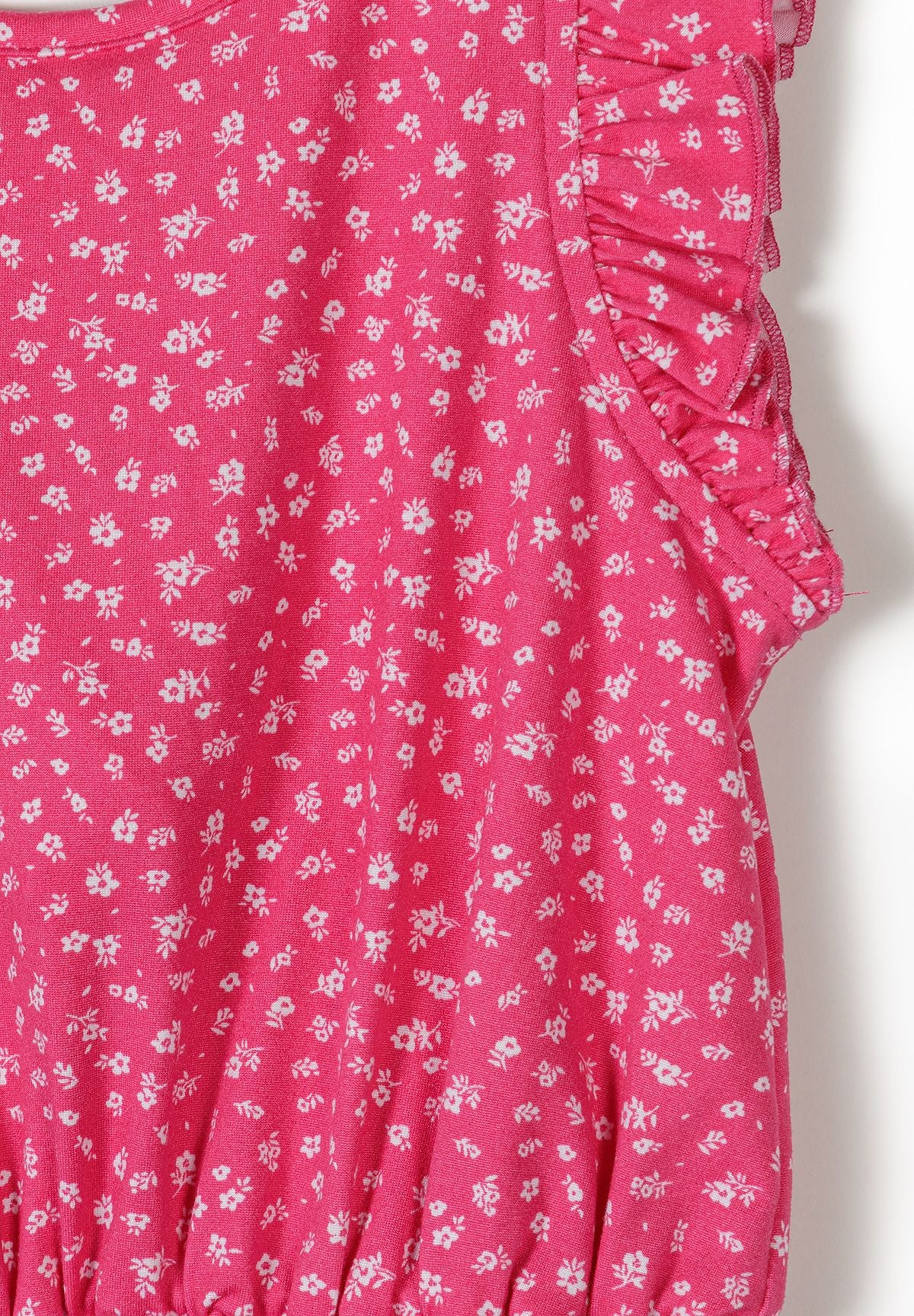 Floral Playsuit Pink Ruffle Sleeves Shorts - 3