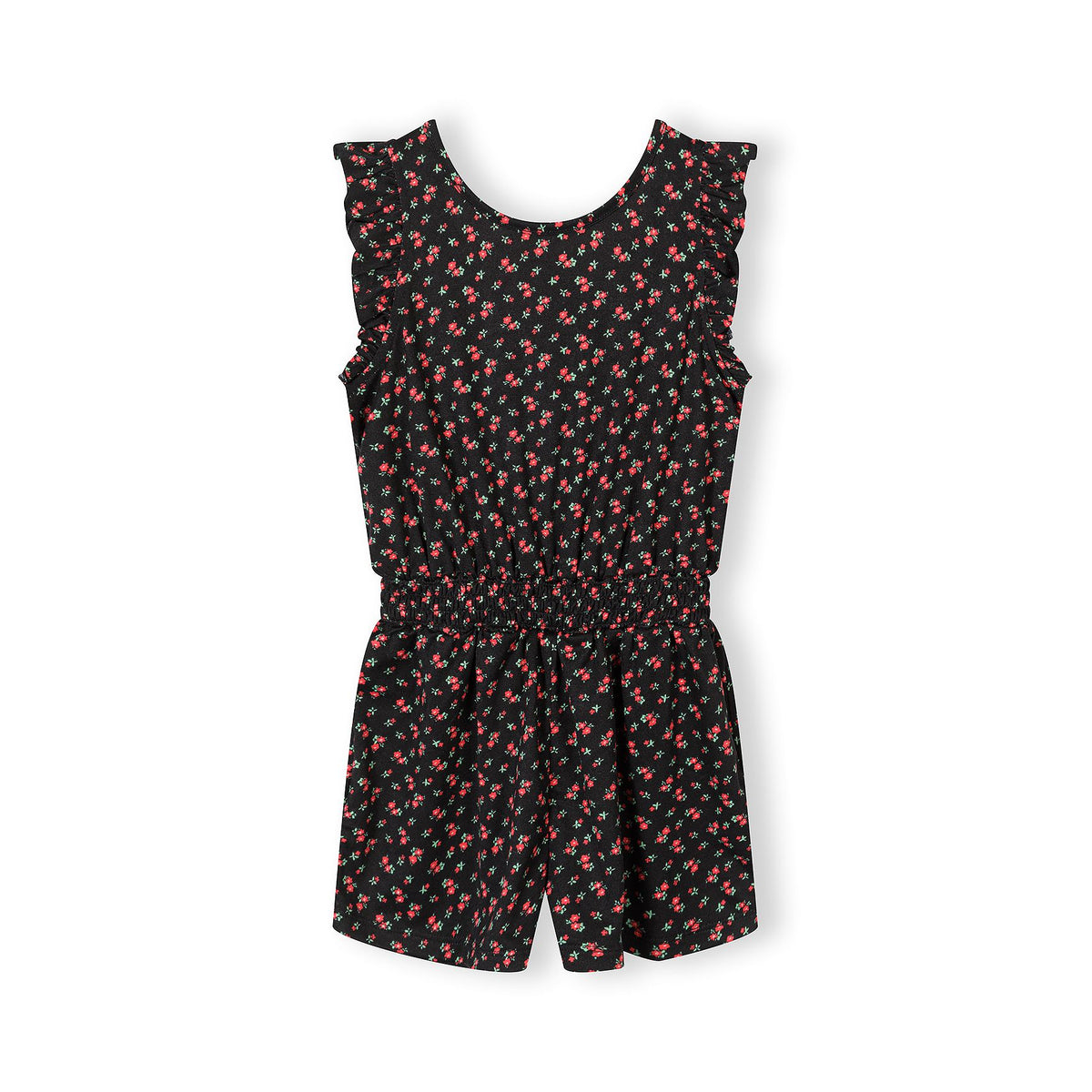 Girls' floral playsuit in black and red — complete product view for square Shop card