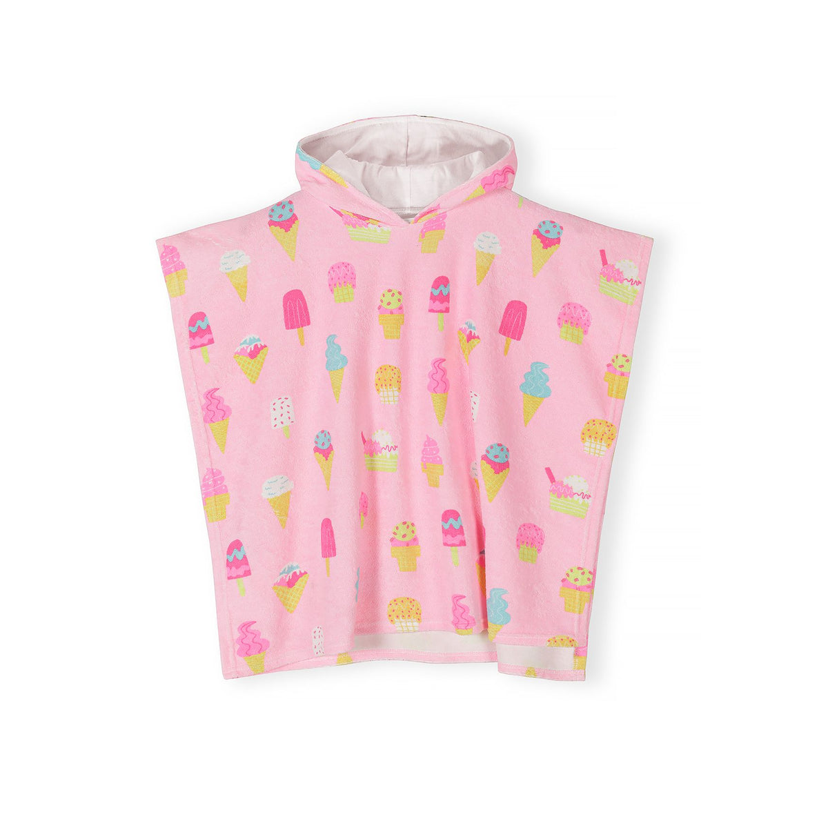 Girls' hooded towel poncho in pink — complete product view for square Shop card