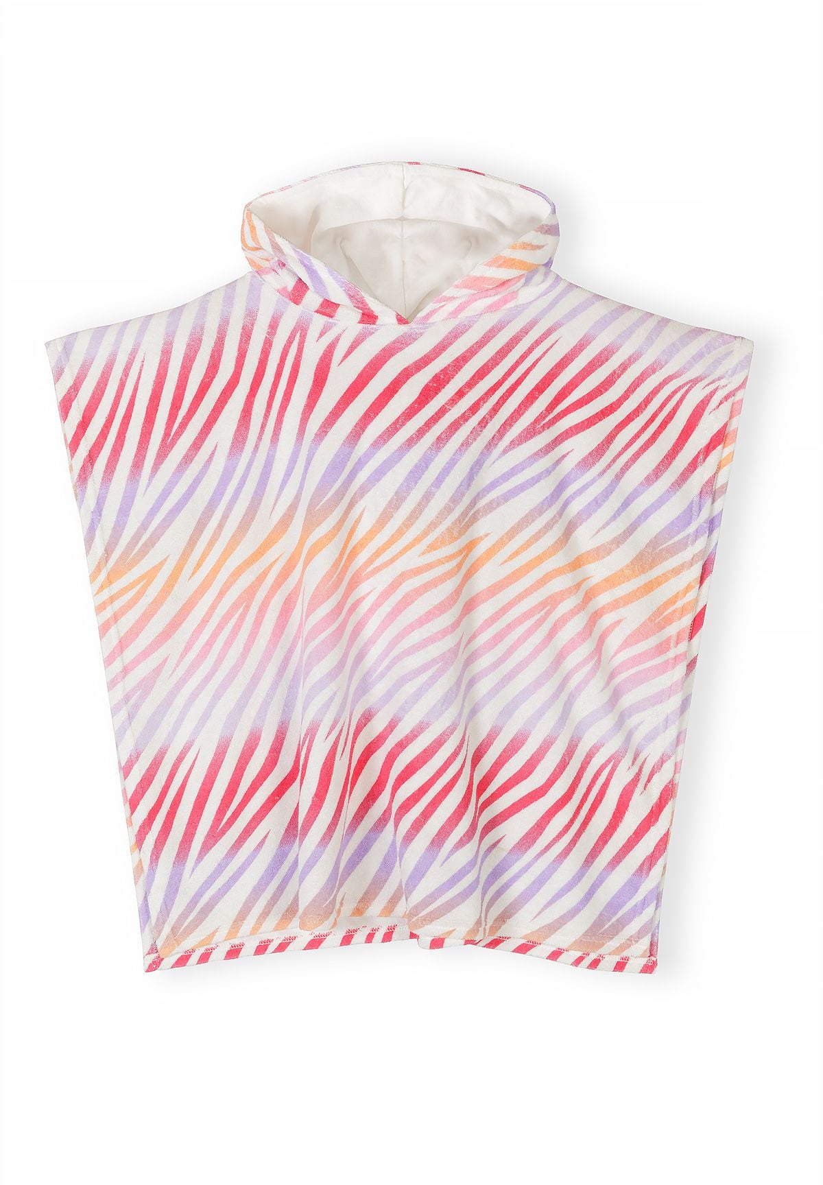 Hooded Towelling Cover-Up, Zebra Print, White - 2