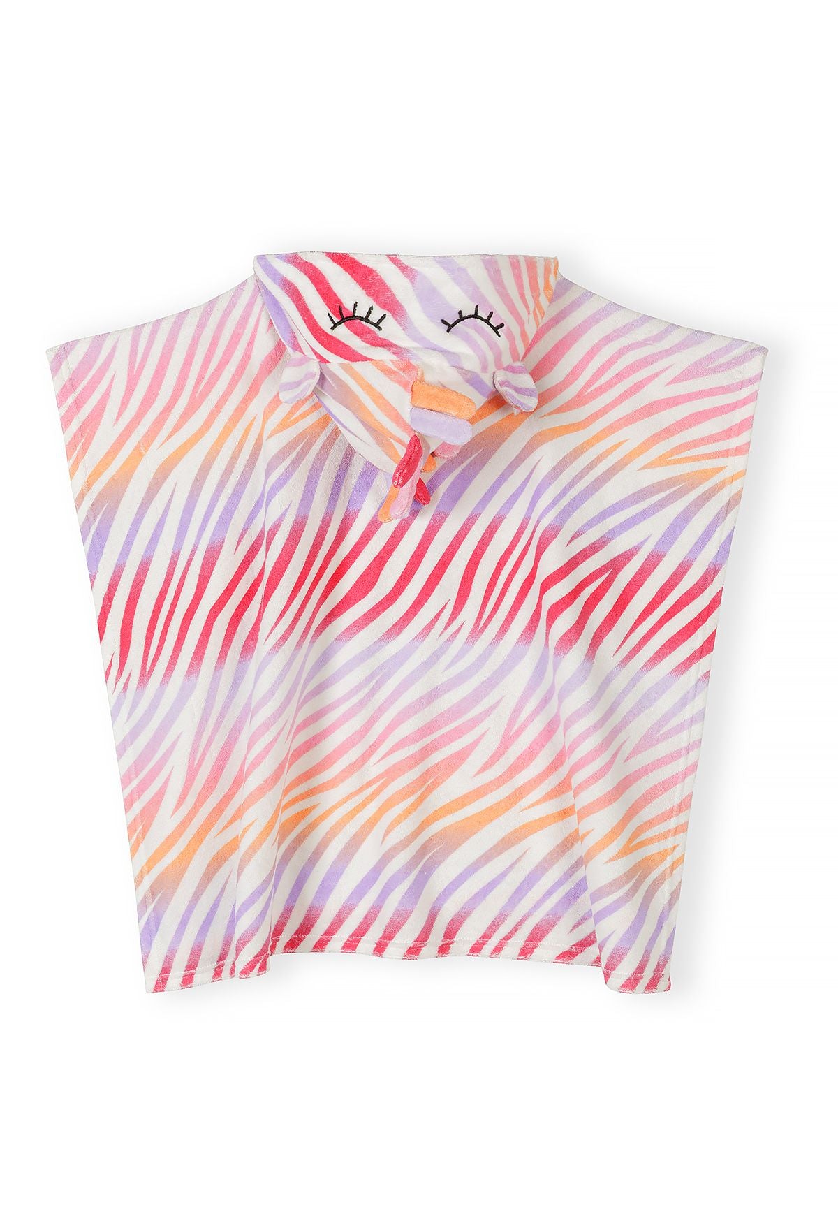Hooded Towelling Cover-Up, Zebra Print, White - 3