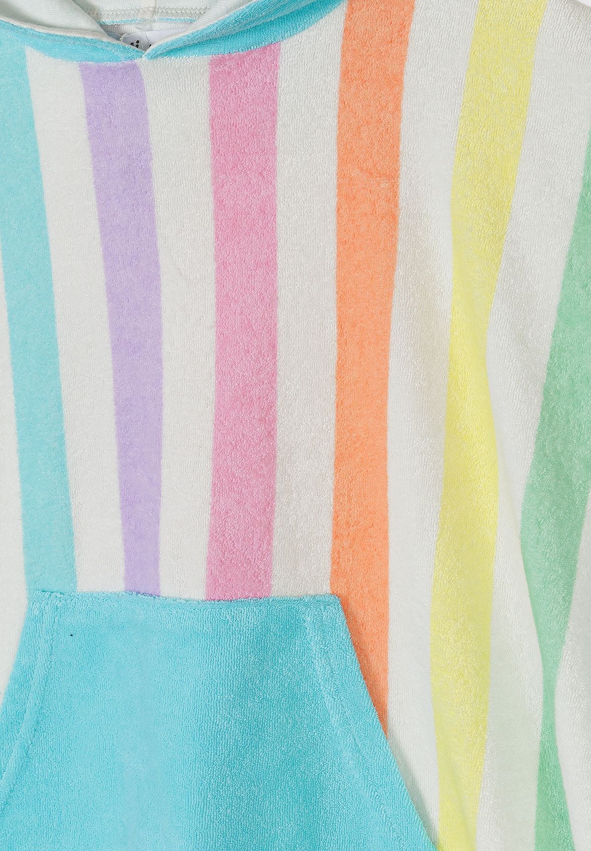 Hooded Towelling Cover-Up, Rainbow Stripes, Multicolor - 4