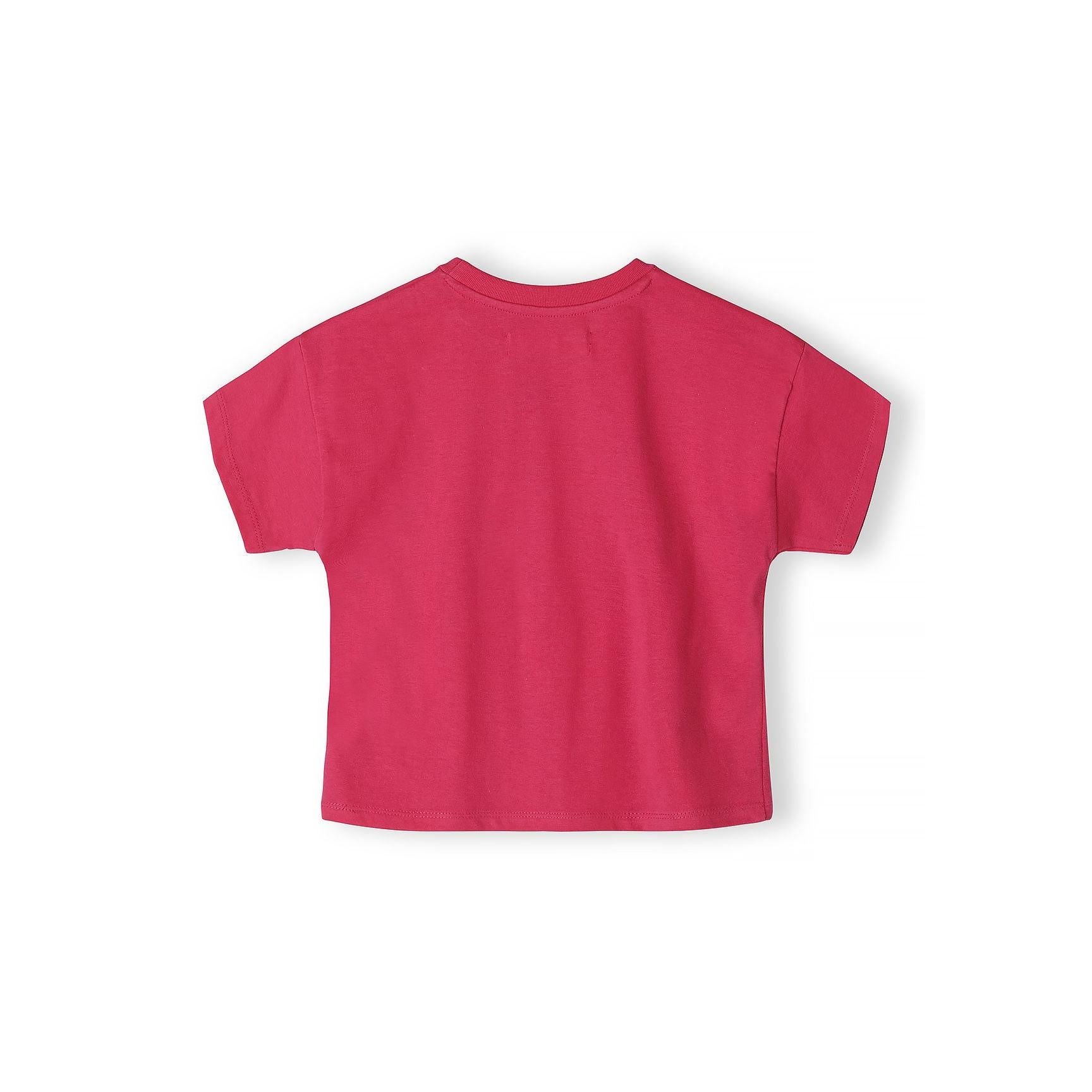 Back view of pink cotton t-shirt showing plain design without embroidery, displayed flat against white background