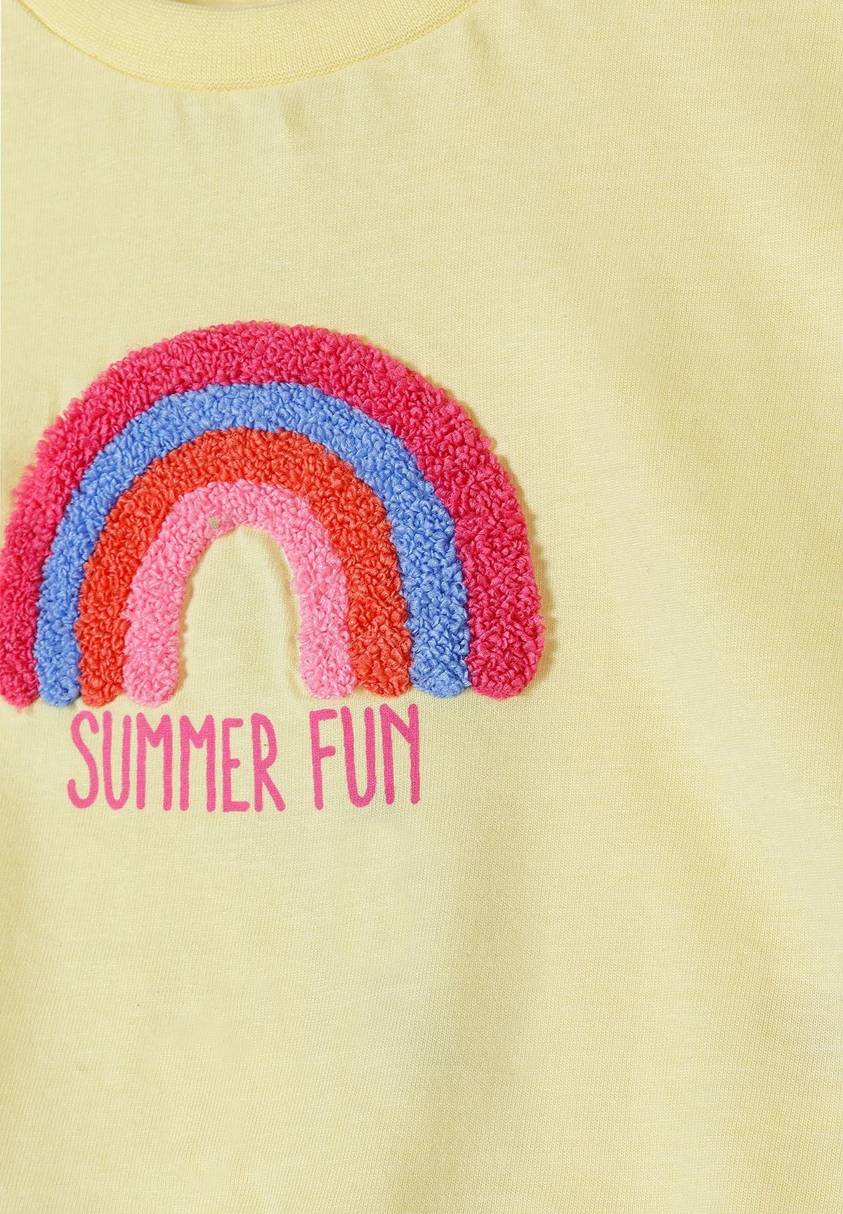 Rainbow Appliqué T-Shirt, Pale Yellow - 4