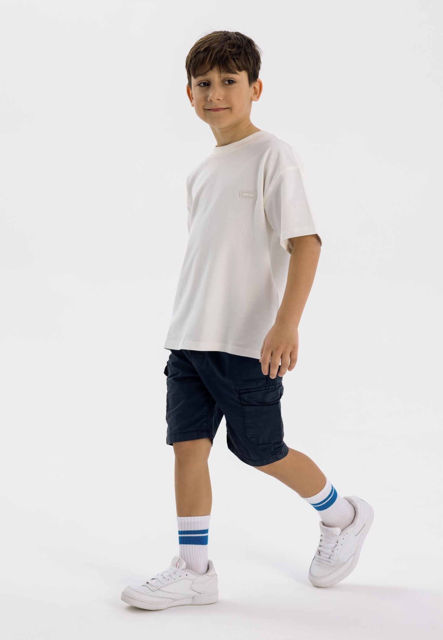 Cargo Shorts Navy Elasticated Waist - 1