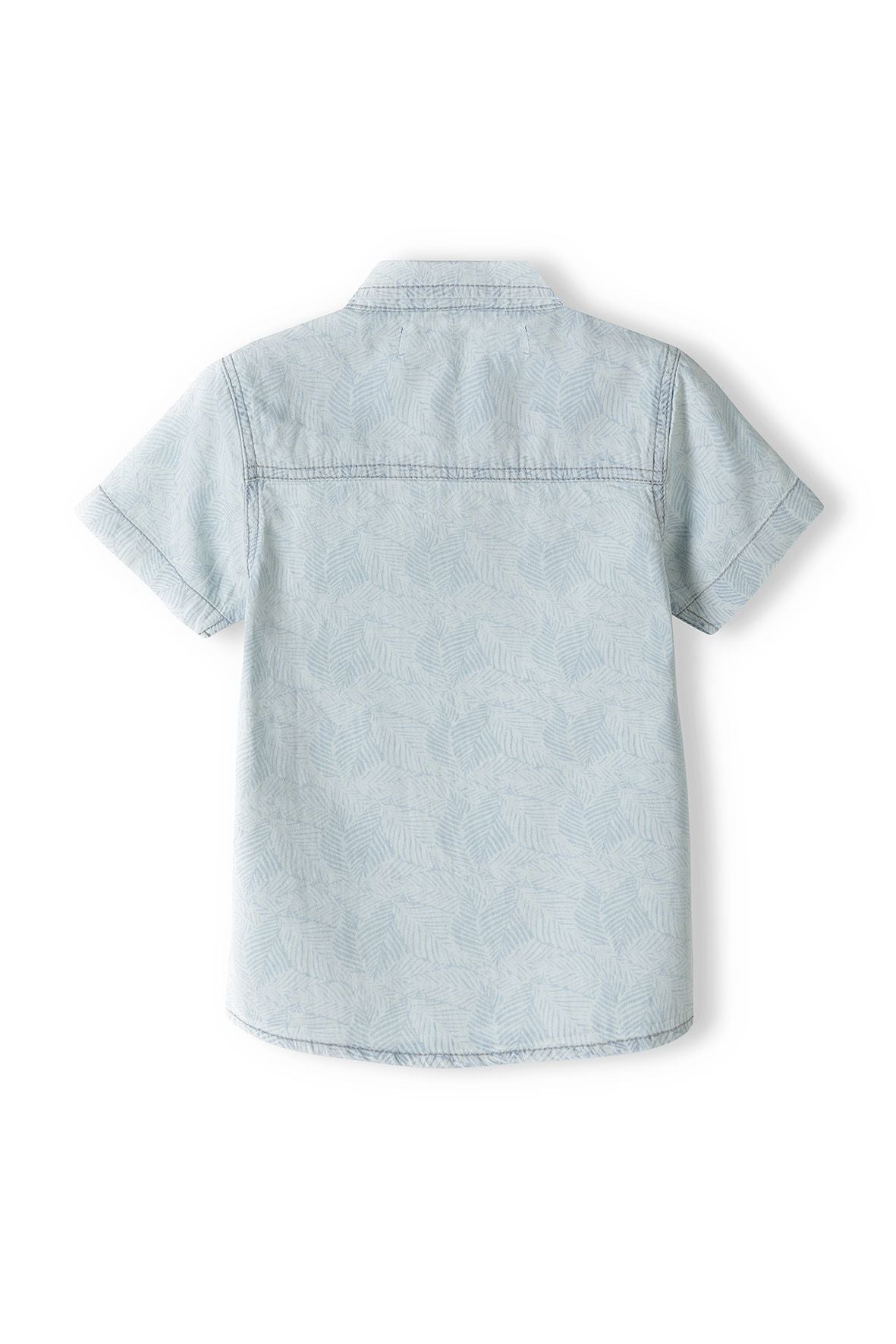 Short Sleeve Denim Shirt, Light Blue Bleached - 4