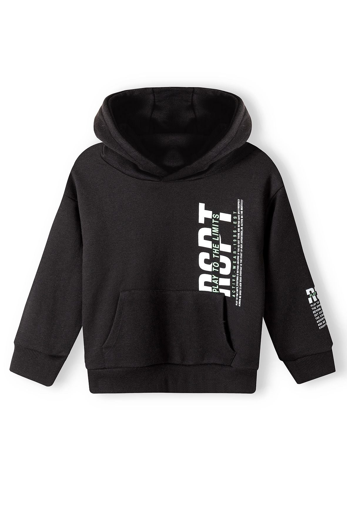 Fleece Hoodie, Black, Branded Print - 2