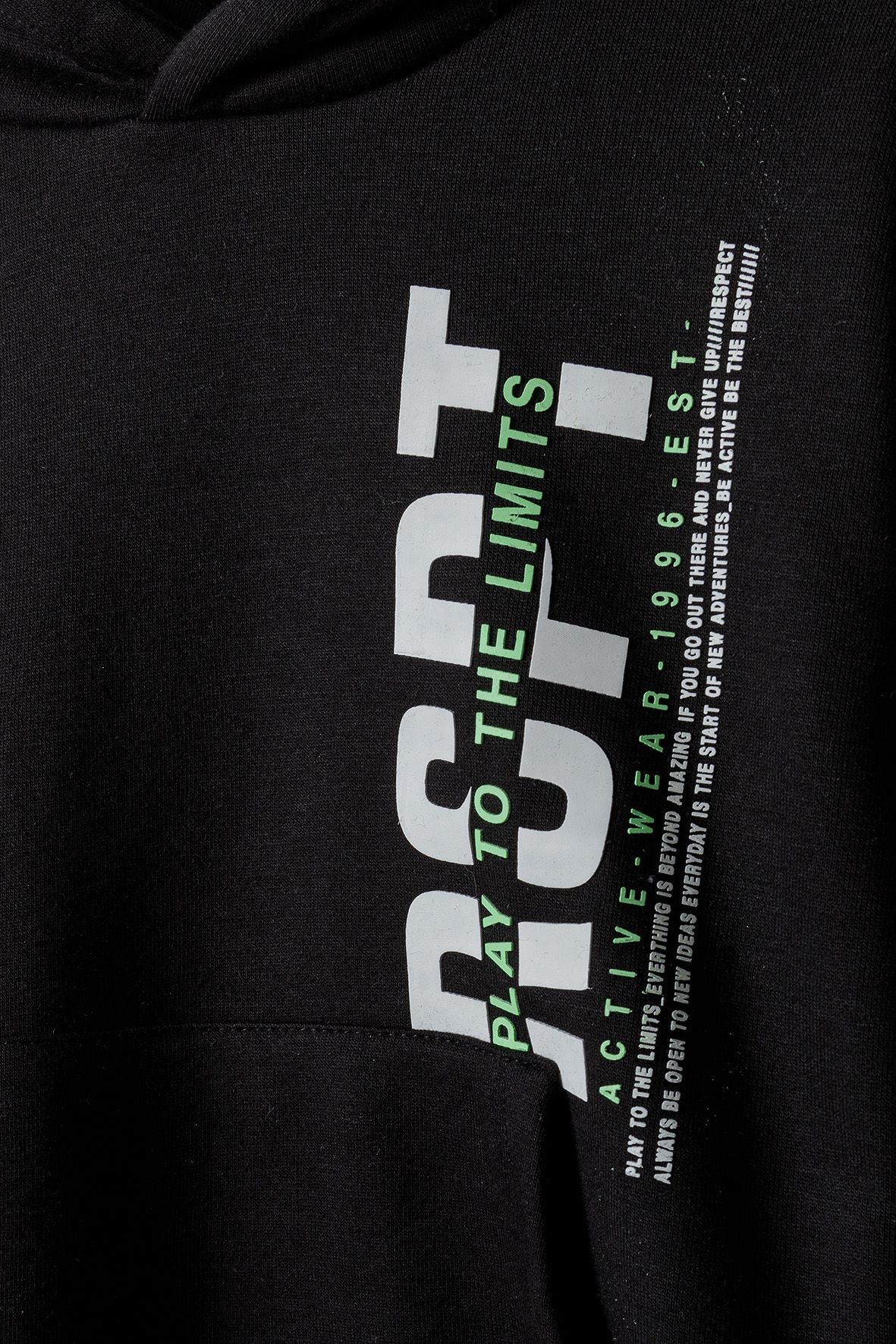 Fleece Hoodie, Black, Branded Print - 4