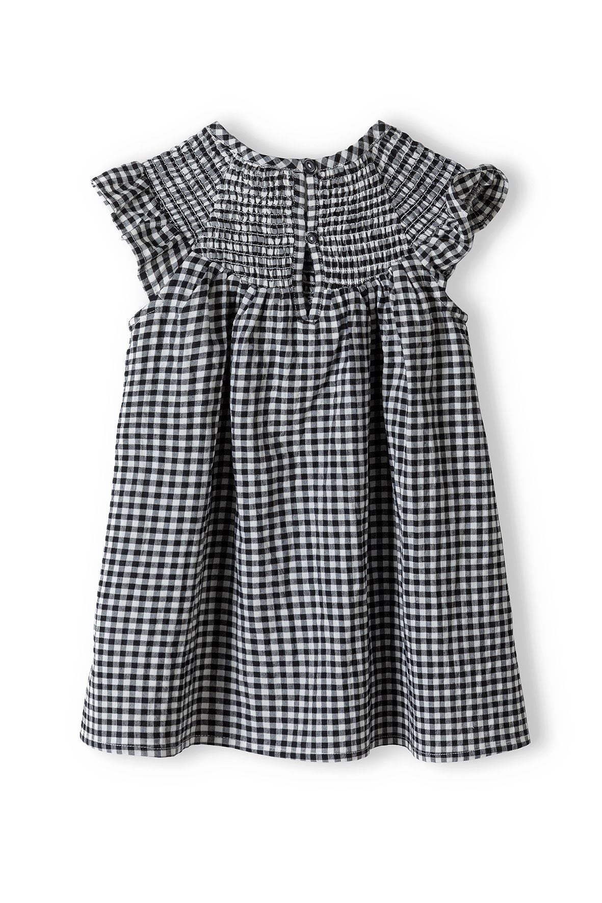 Smock Dress Frill Sleeve, Grey Gingham - 3