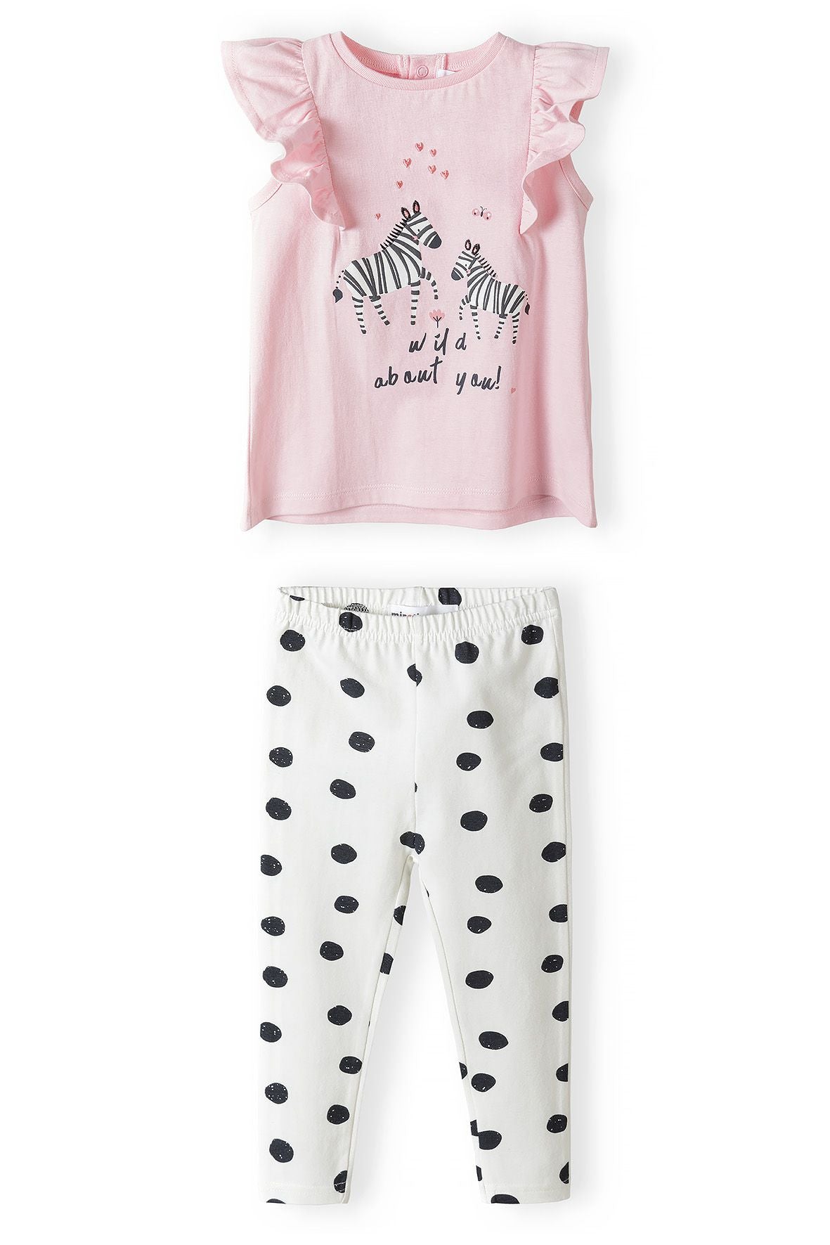 T-Shirt & Leggings Set, Zebra Print, Pink Spot - 2