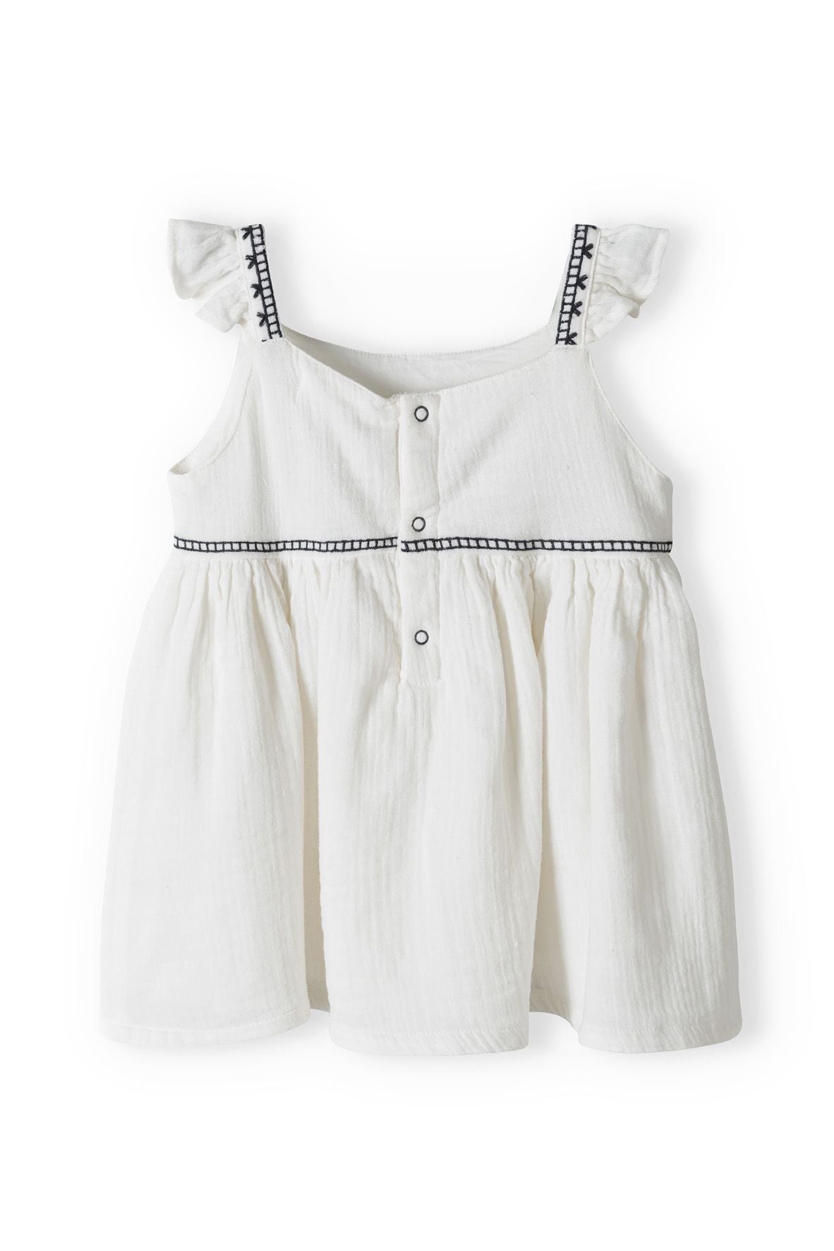 Embroidered Top & Gingham Trousers Set, Cream Black - 4