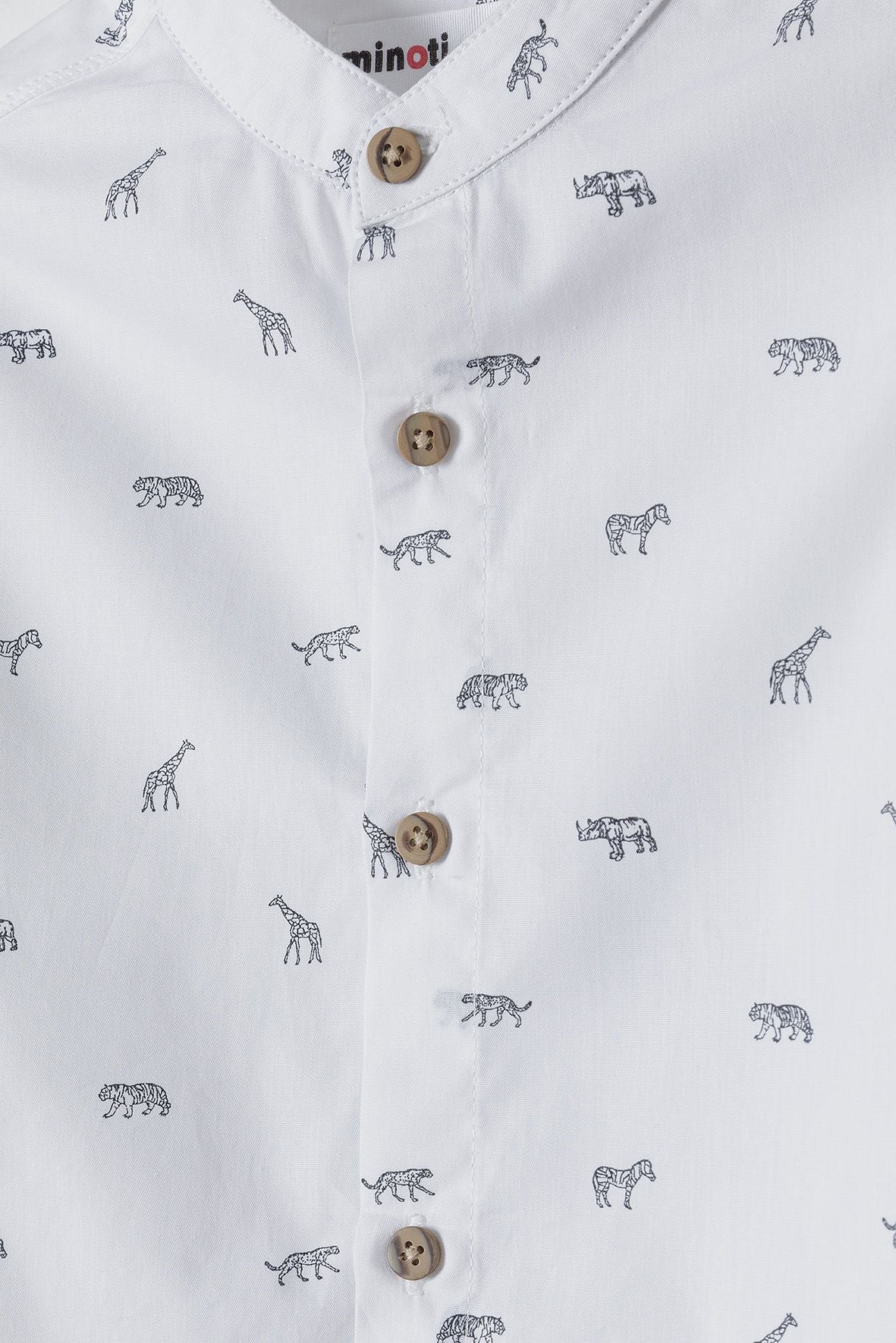 Poplin Shirt, Safari Animal Print, White - 4