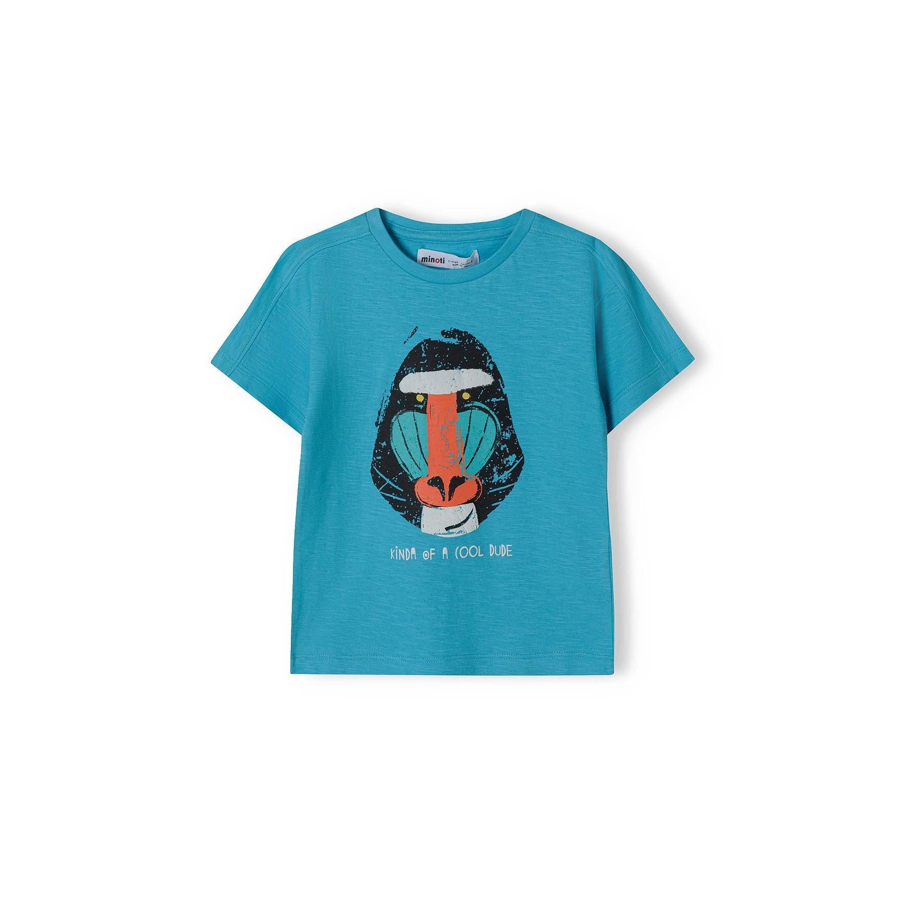 Back view of turquoise oversized slub t-shirt showing plain design and relaxed fit on white background