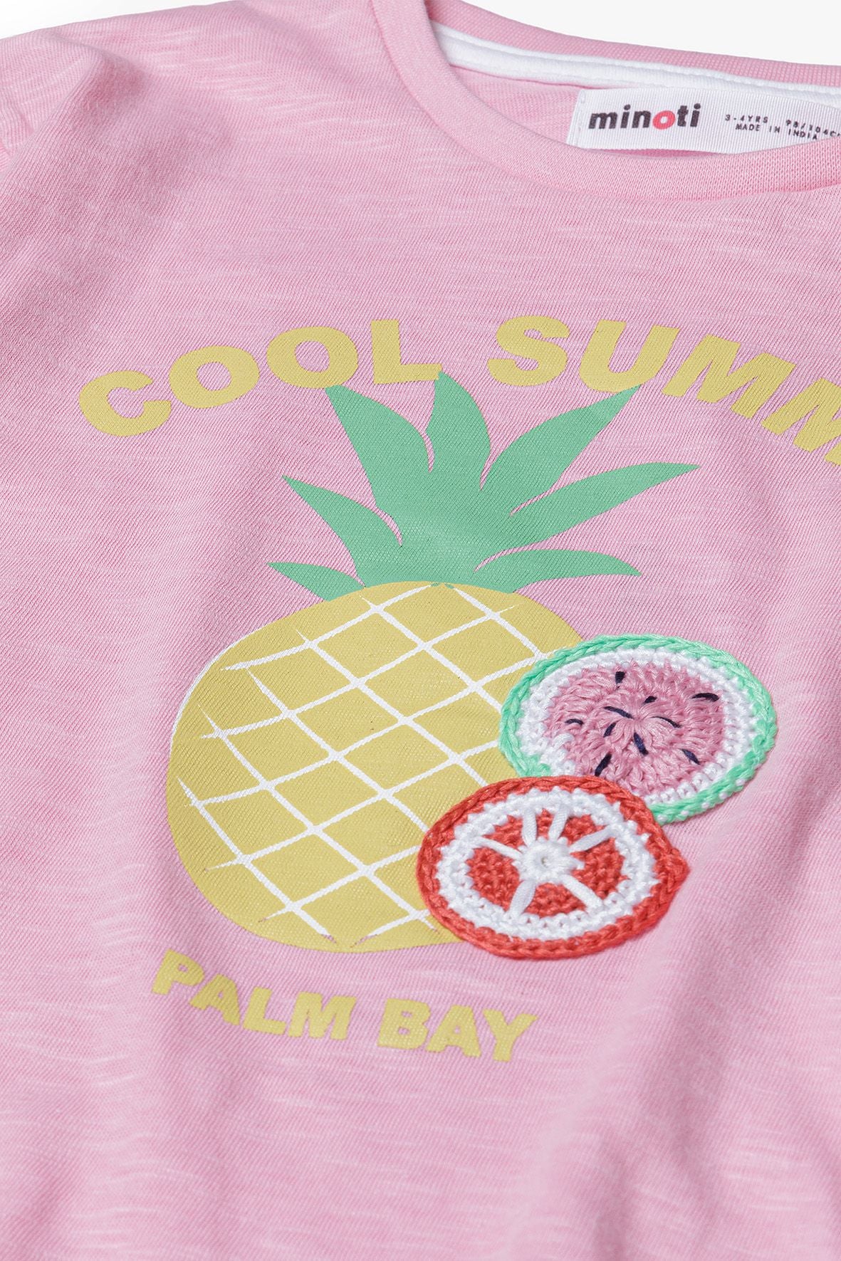 Short Sleeve T-shirt, Pink, Cool Summer Pineapple - 4