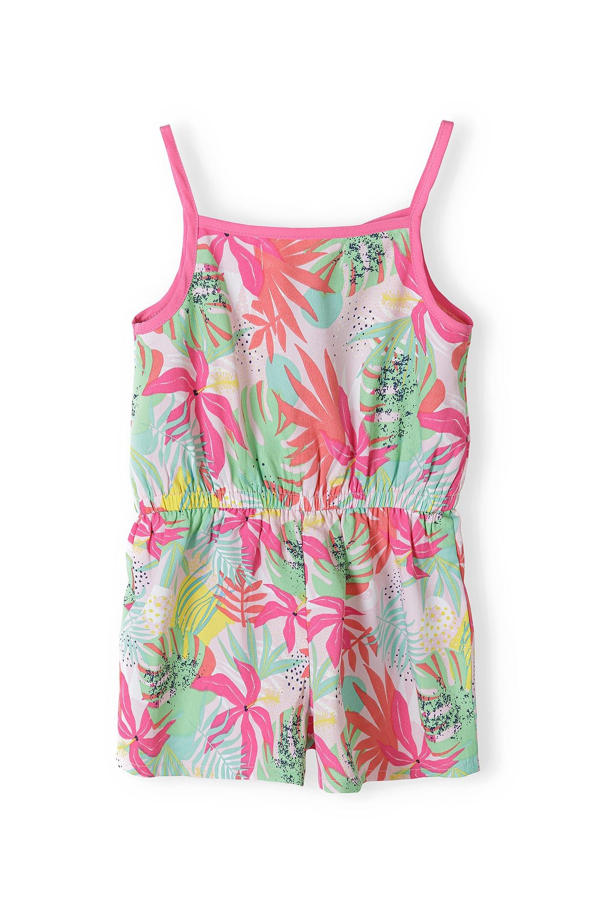 Playsuit Tropical Print, Pink Green, Straps - 2
