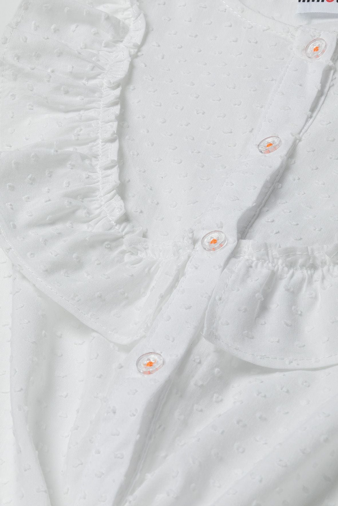 Broderie Tie-Front Top, White, Ruffle Sleeves - 4