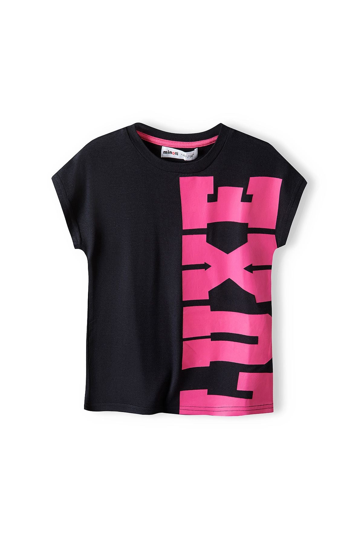 Graphic Slogan T-Shirt, Black Pink, Short Sleeve - 1