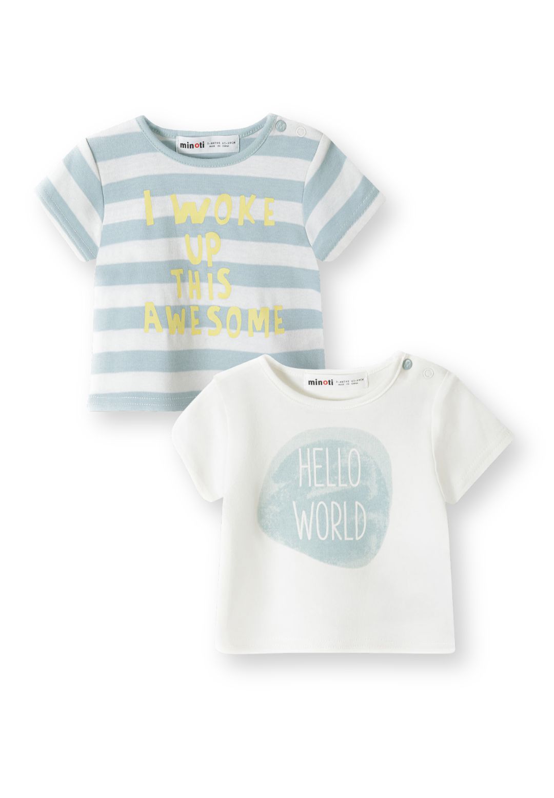 T-Shirts 2-Pack Stripe & Print Blue White - 1