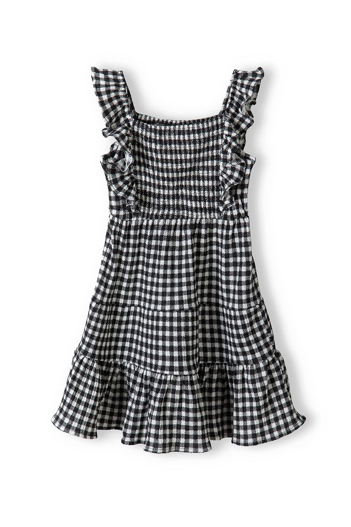 Tiered Dress, Black White Gingham, Frill Straps - 2