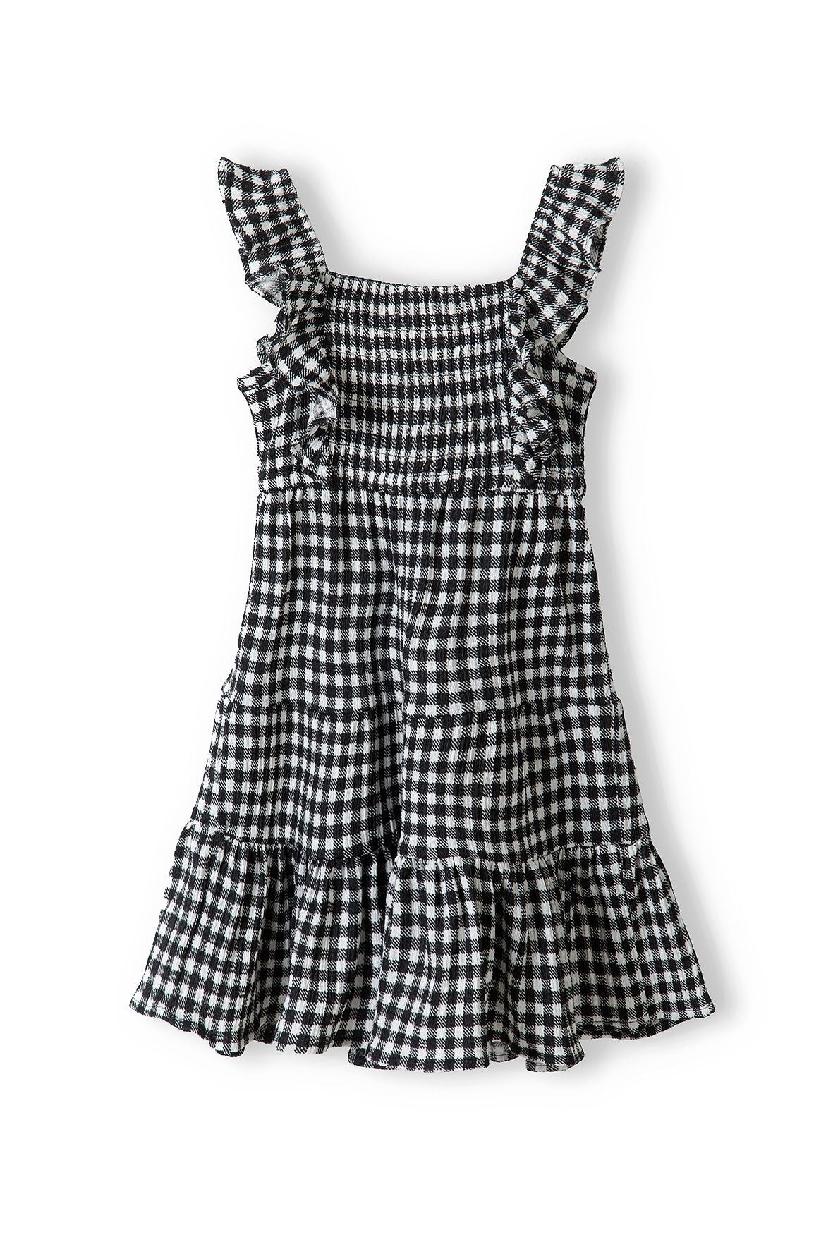 Tiered Dress, Black White Gingham, Frill Straps - 3