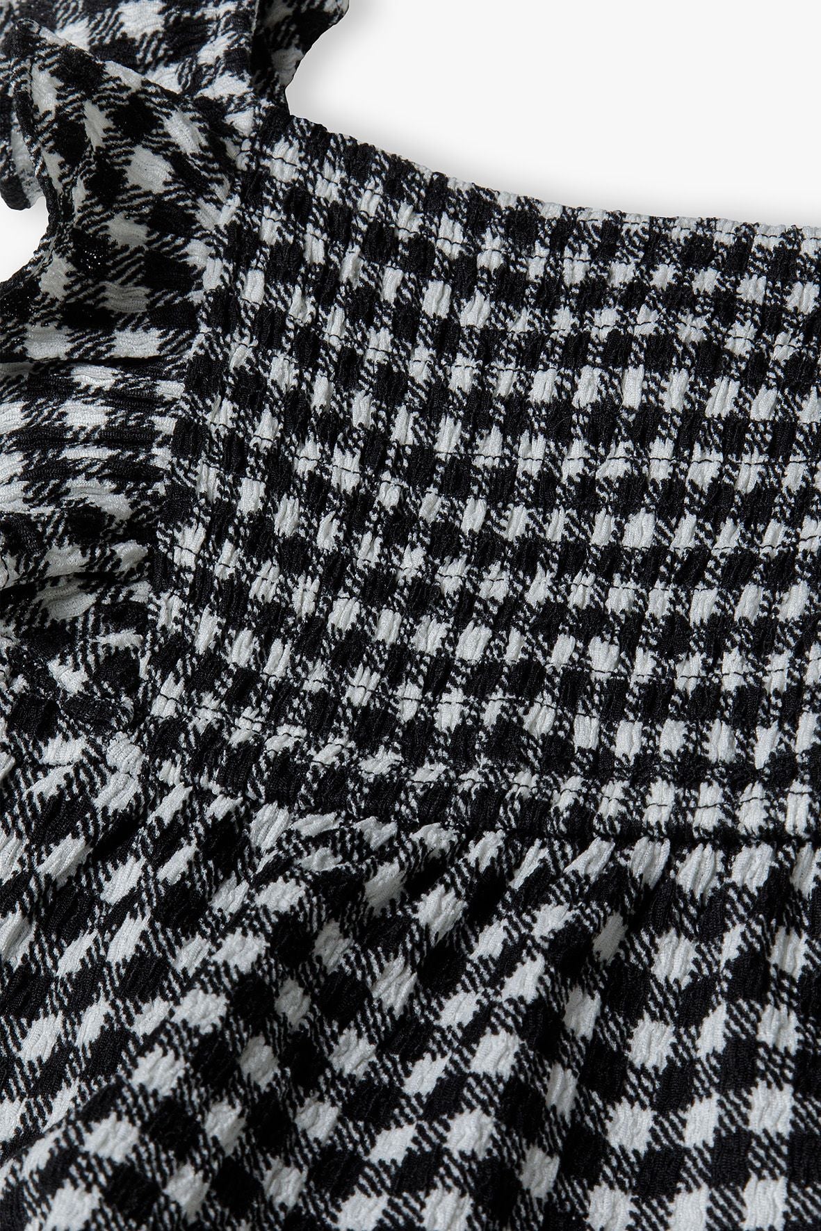 Tiered Dress, Black White Gingham, Frill Straps - 4