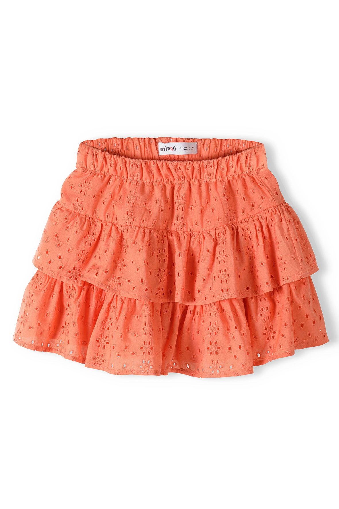 Broderie Anglaise Tiered Skirt, Coral - 2