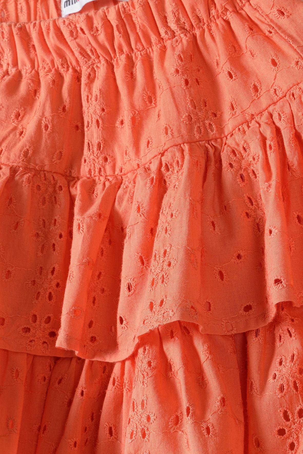 Broderie Anglaise Tiered Skirt, Coral - 4