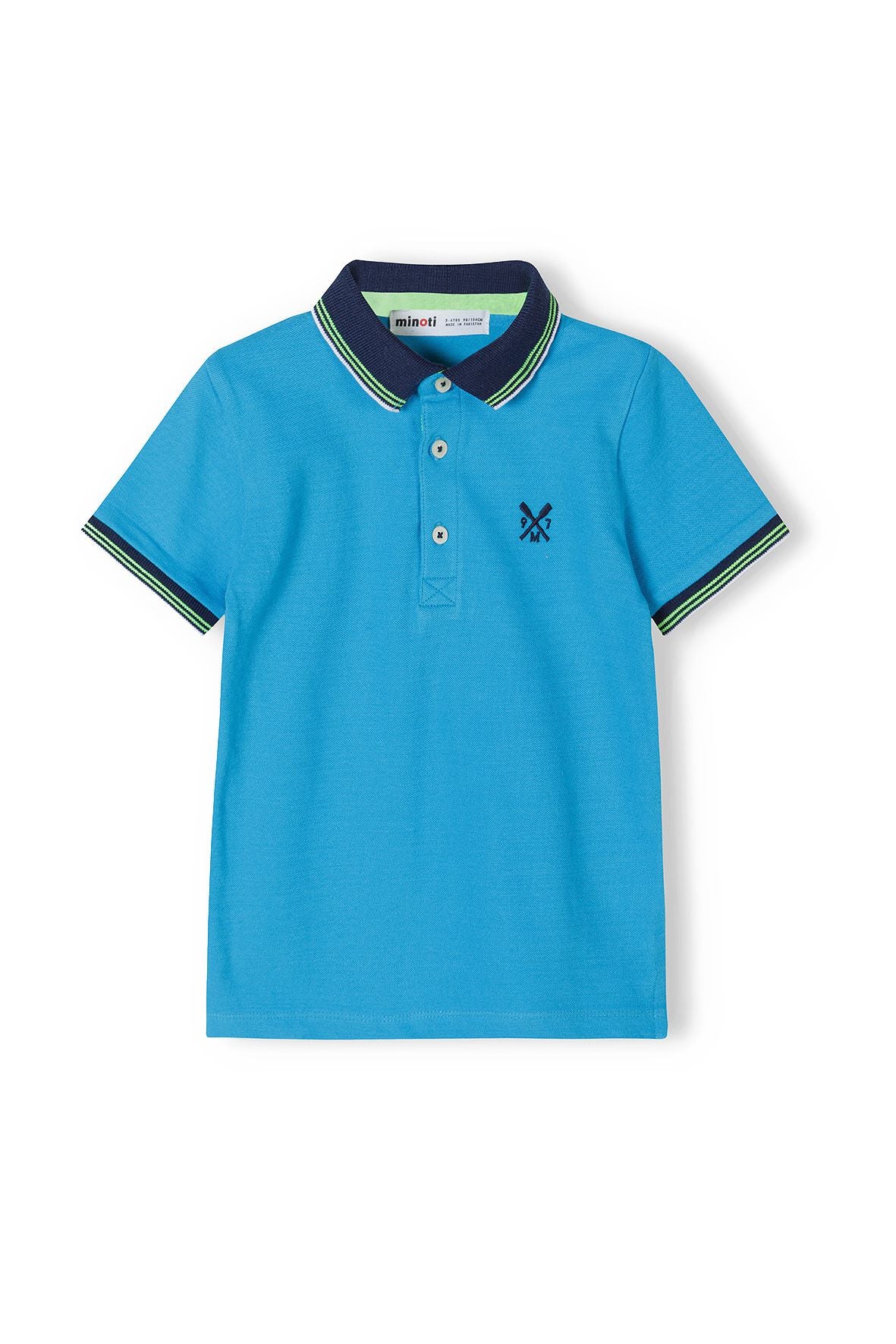 Polo Shirt Turquoise Navy Contrast Tipping - 1