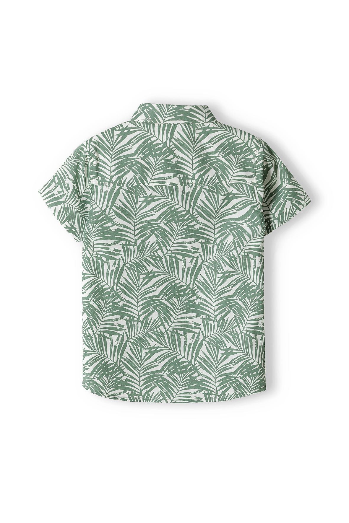 Short Sleeve Shirt, Palm Print, Olive Green - 3