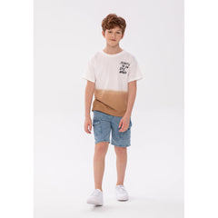 Boys' graphic t-shirt in white and tan