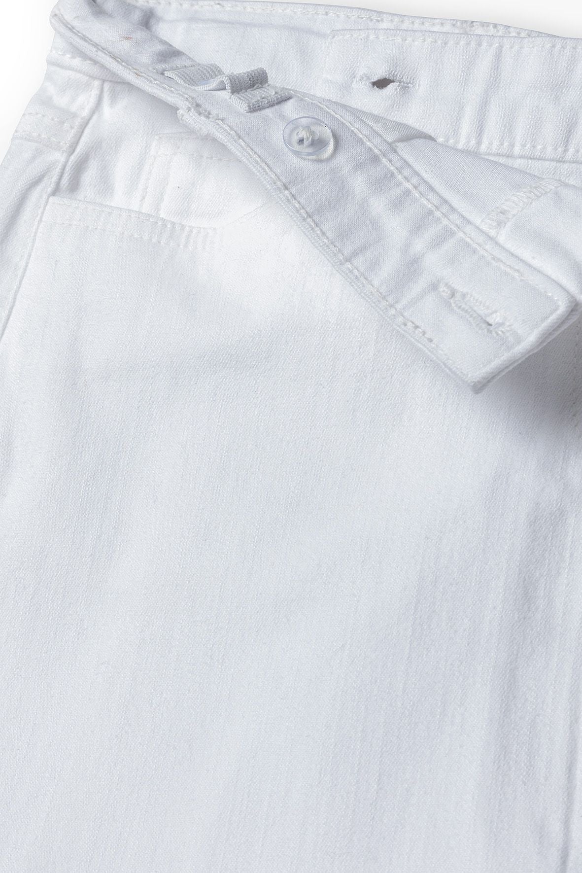 Denim Skirt Asymmetric Hem Button Front White - 3