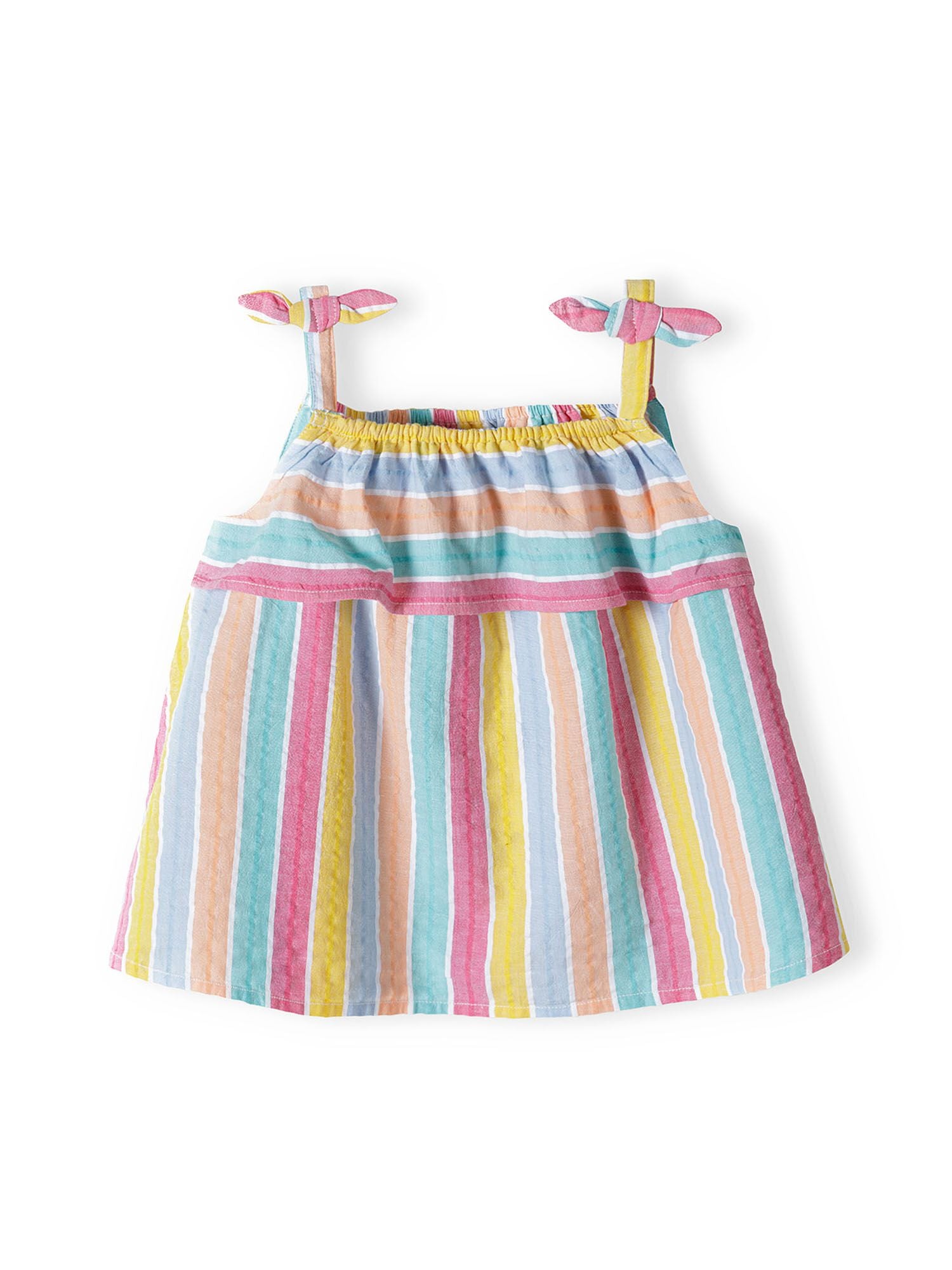 Strappy Top & Shorts Set, Rainbow Stripes, Bow Detail - 3