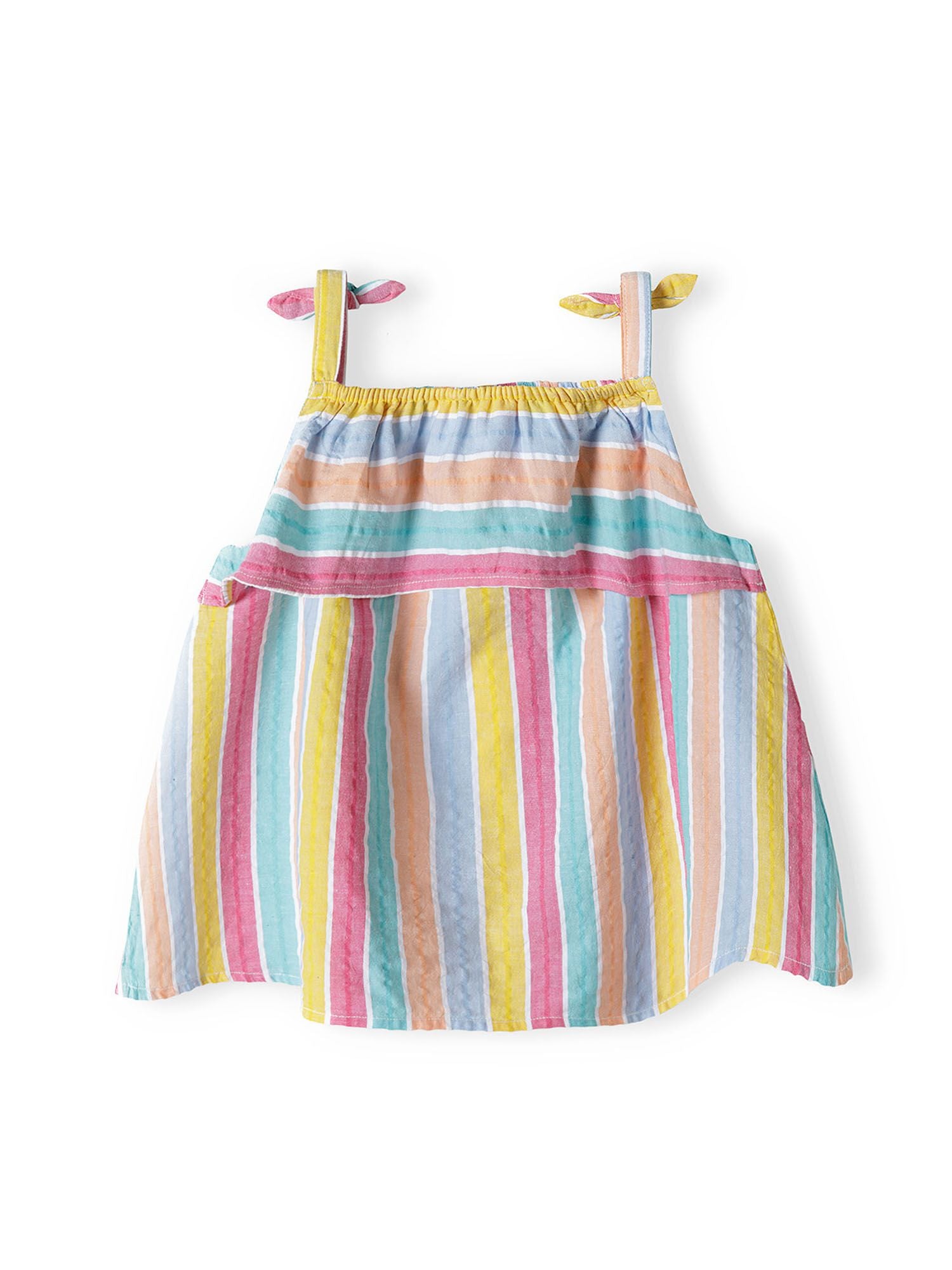 Strappy Top & Shorts Set, Rainbow Stripes, Bow Detail - 4