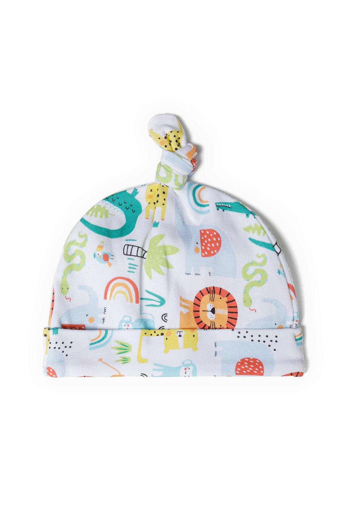 Baby Hats 2-Pack, Animal & Star Print, White - 3
