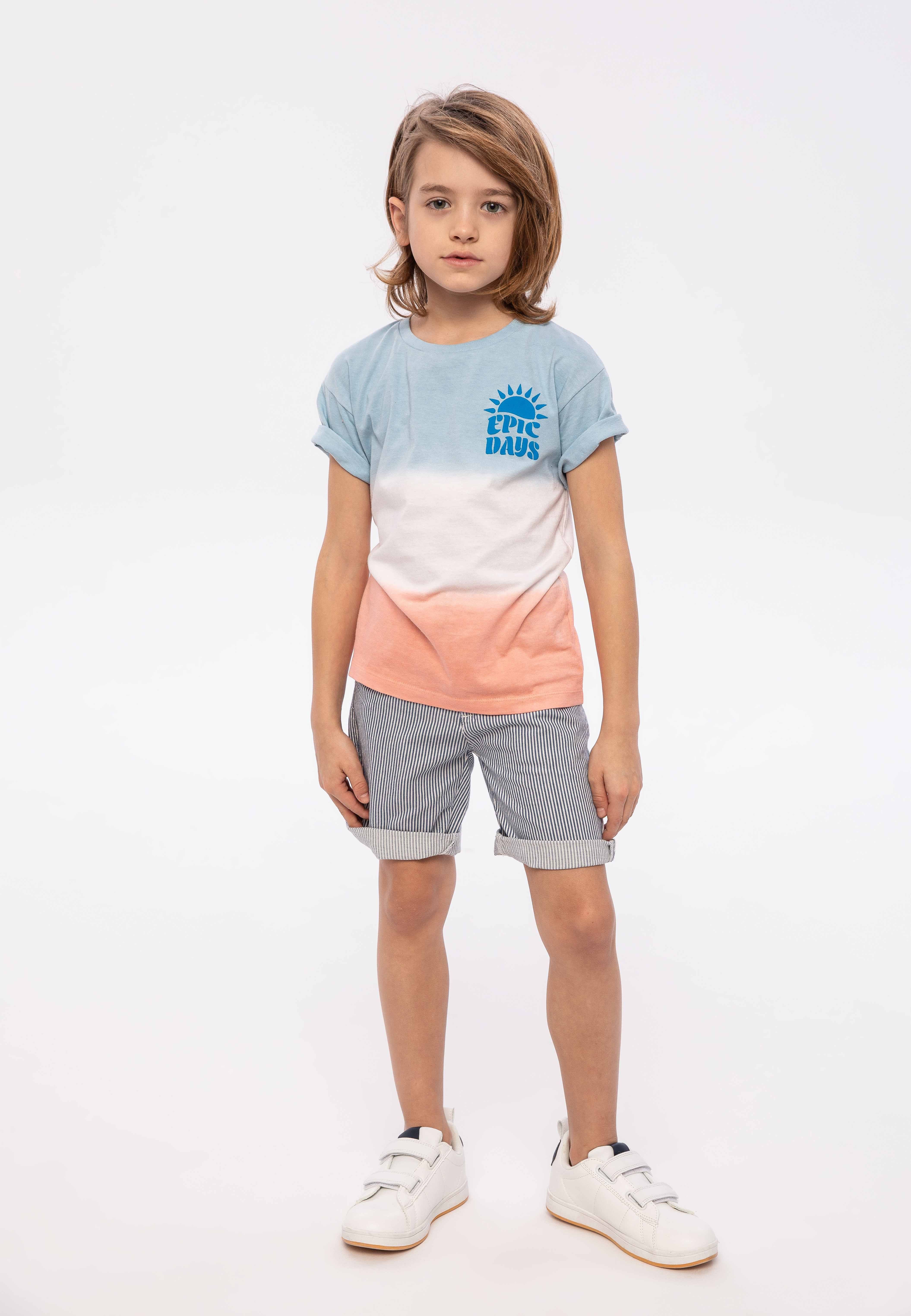 Short Sleeve T-Shirt, Dip Dye Blue Coral, Epic Days - 1