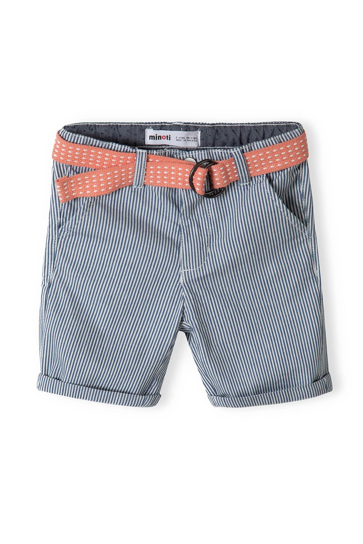 Striped Chino Shorts, Blue, Canvas Belt - 1