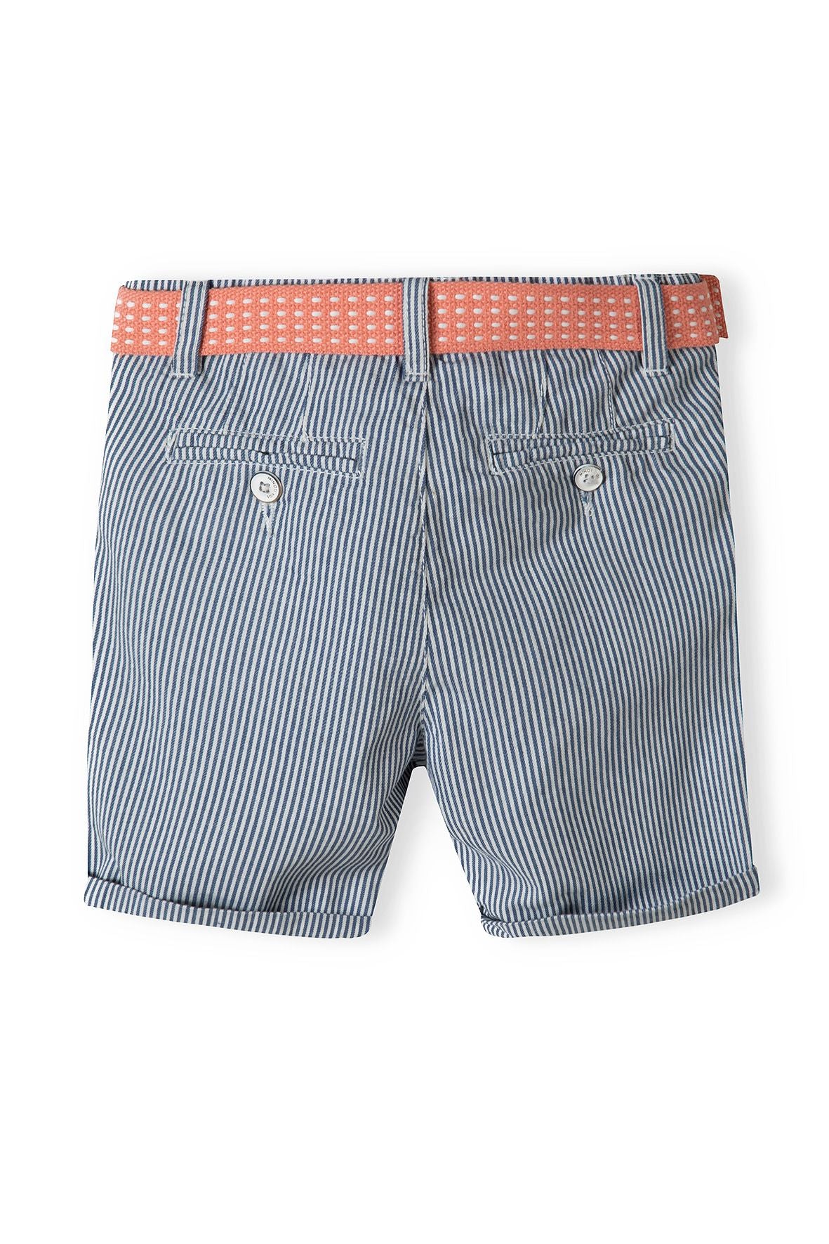 Striped Chino Shorts, Blue, Canvas Belt - 2