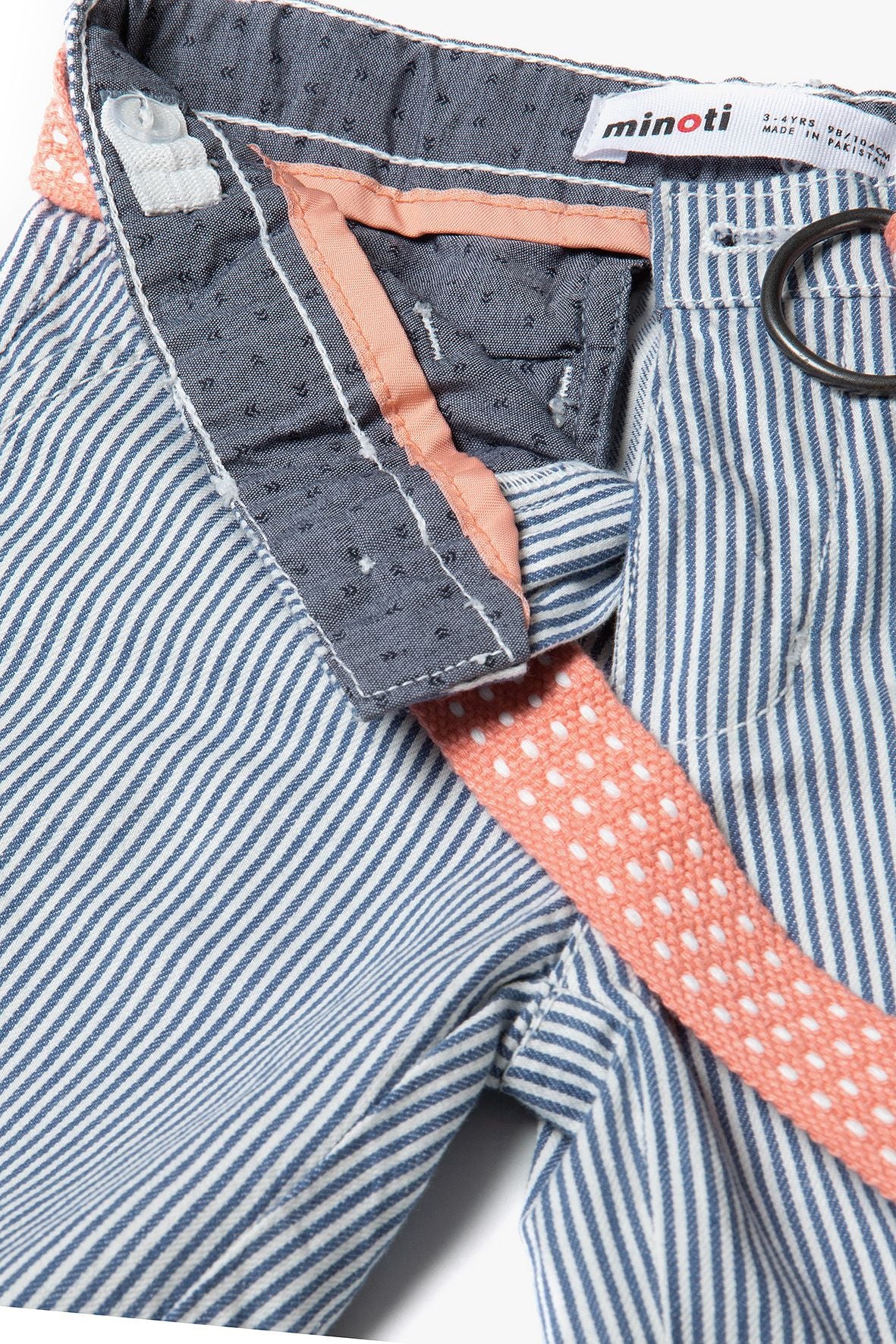 Striped Chino Shorts, Blue, Canvas Belt - 3