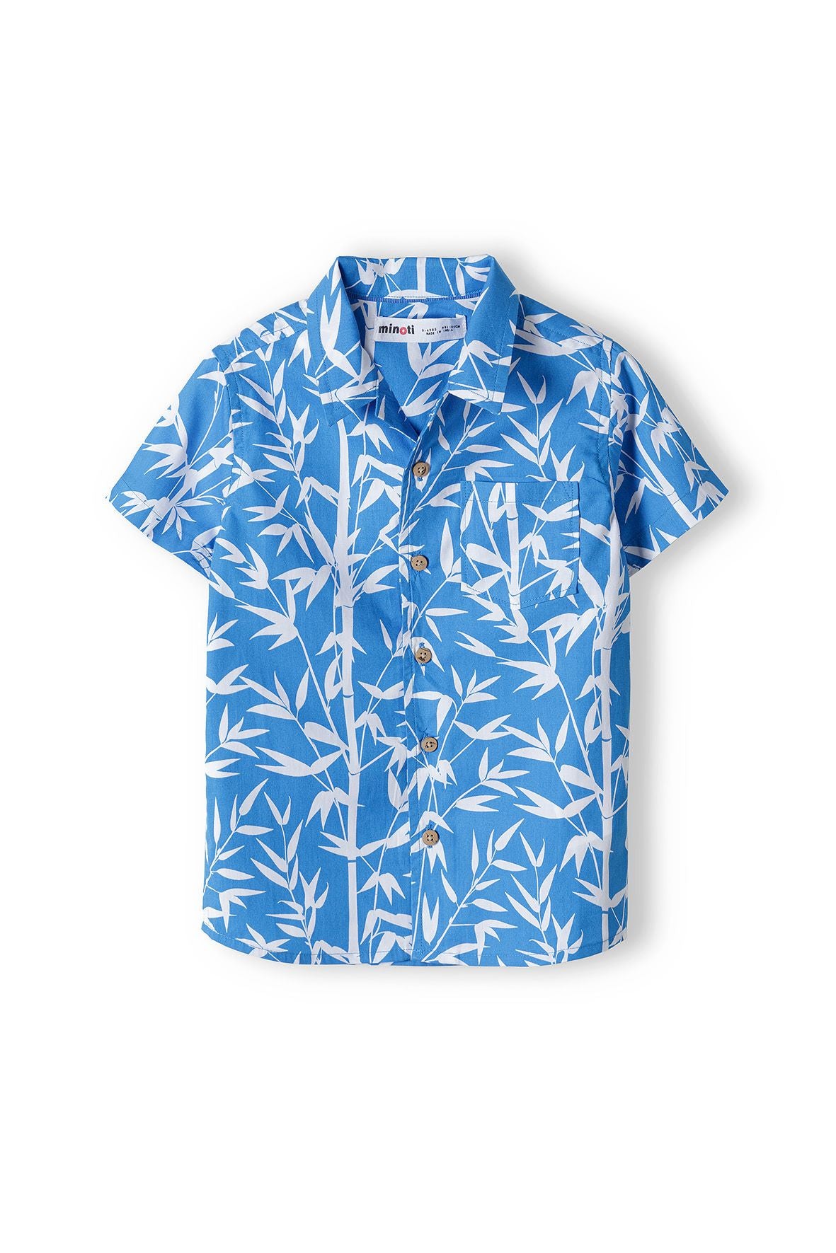 Short Sleeve Poplin Shirt, Bamboo Print, Blue - 2