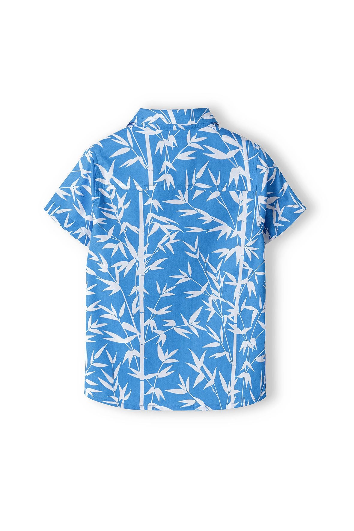 Short Sleeve Poplin Shirt, Bamboo Print, Blue - 3