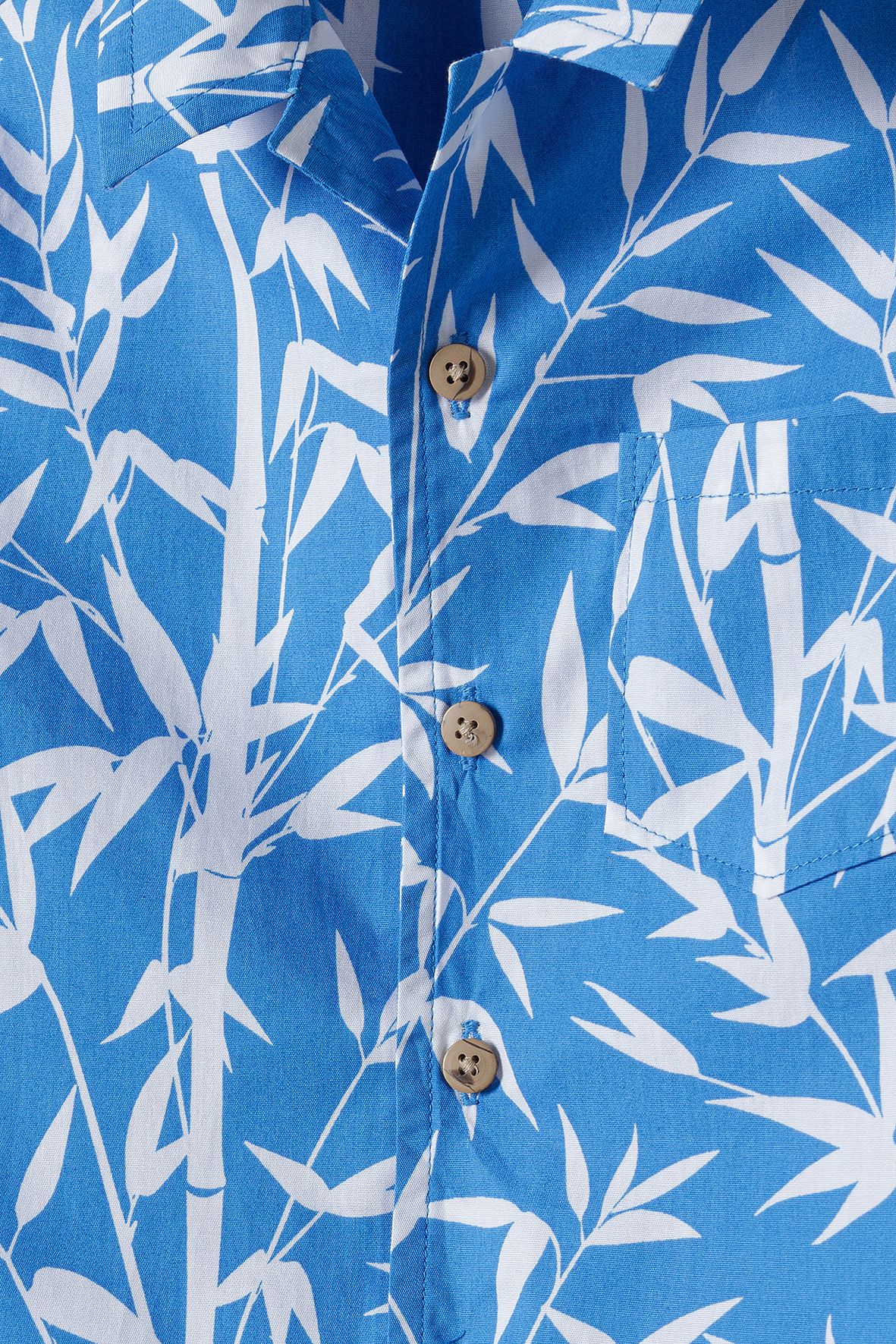Short Sleeve Poplin Shirt, Bamboo Print, Blue - 4