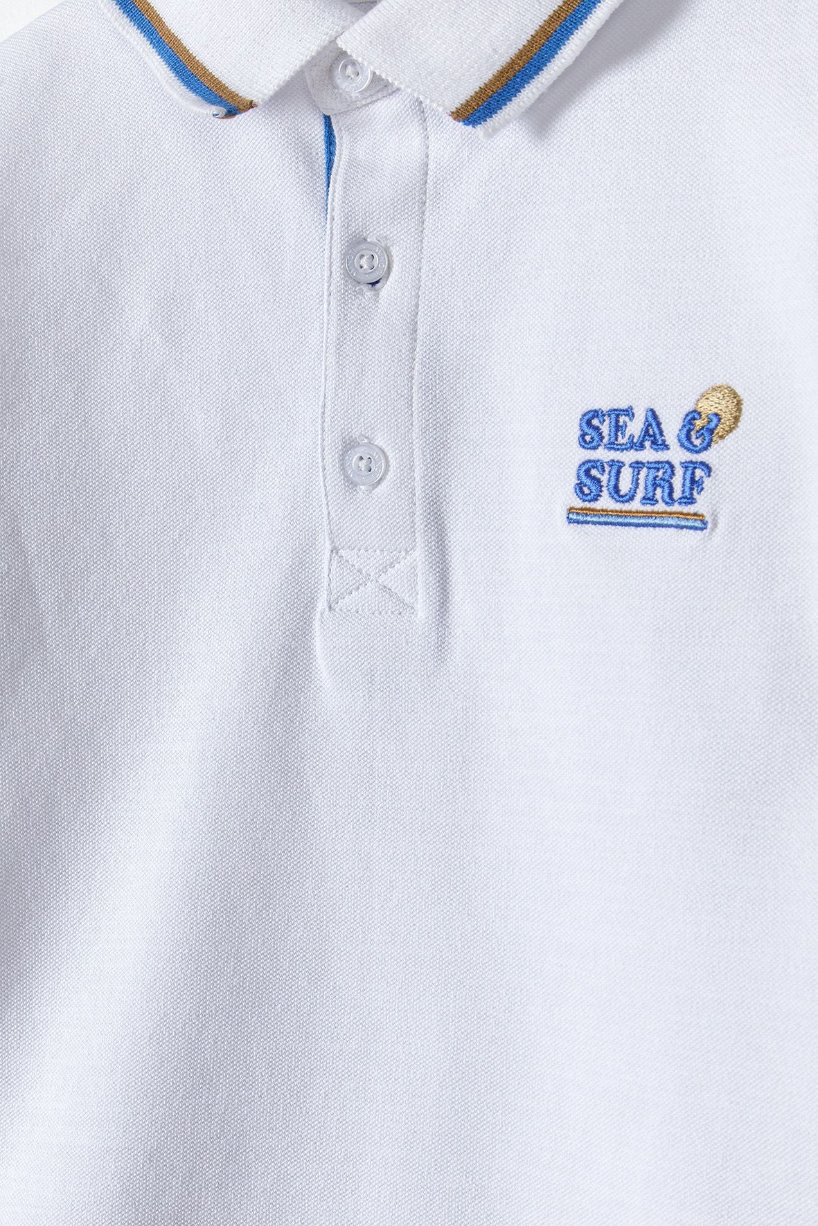 Polo Shirt Sea Surf Embroidery White - 4