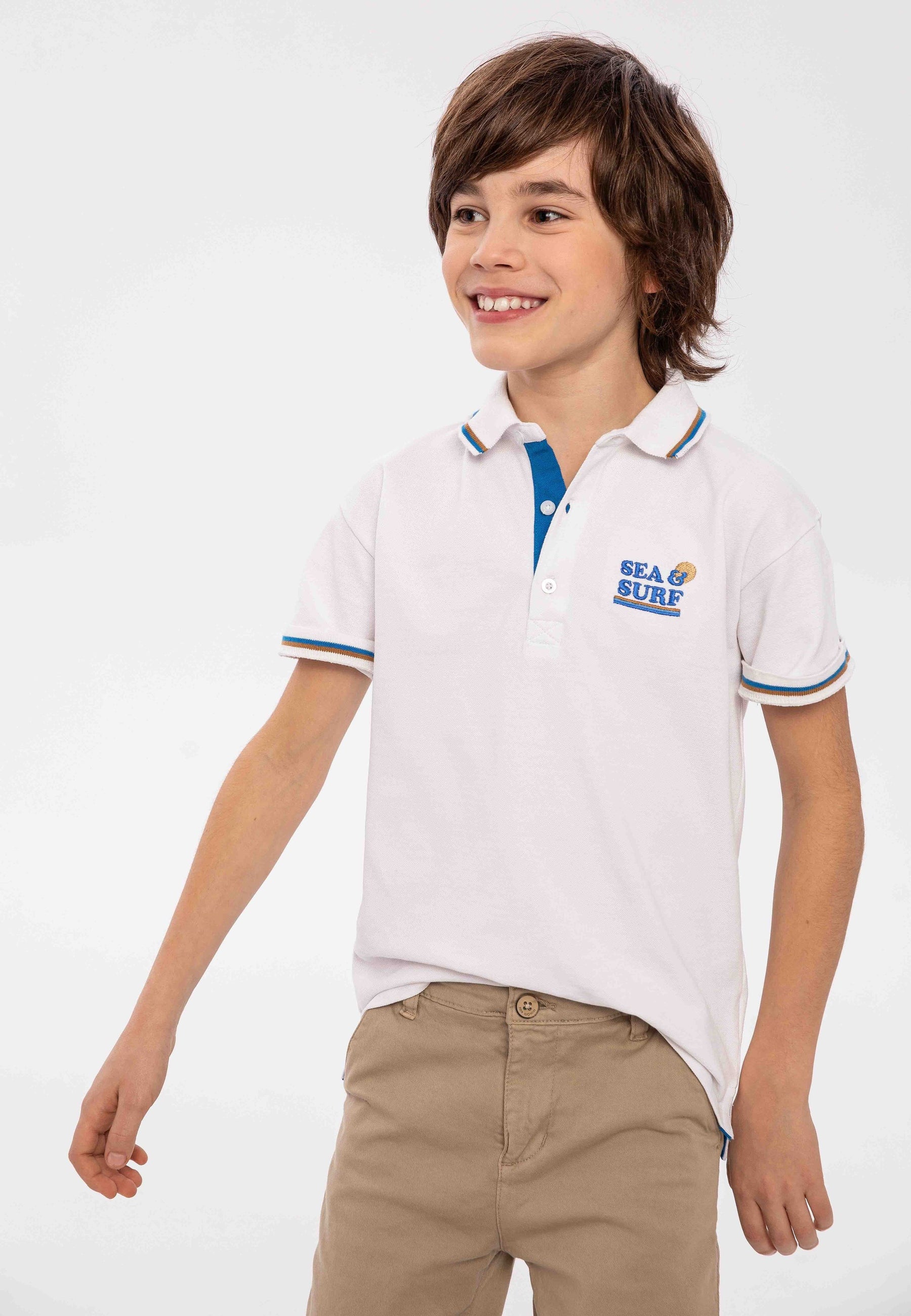 Polo Shirt Sea Surf Embroidery White - 1