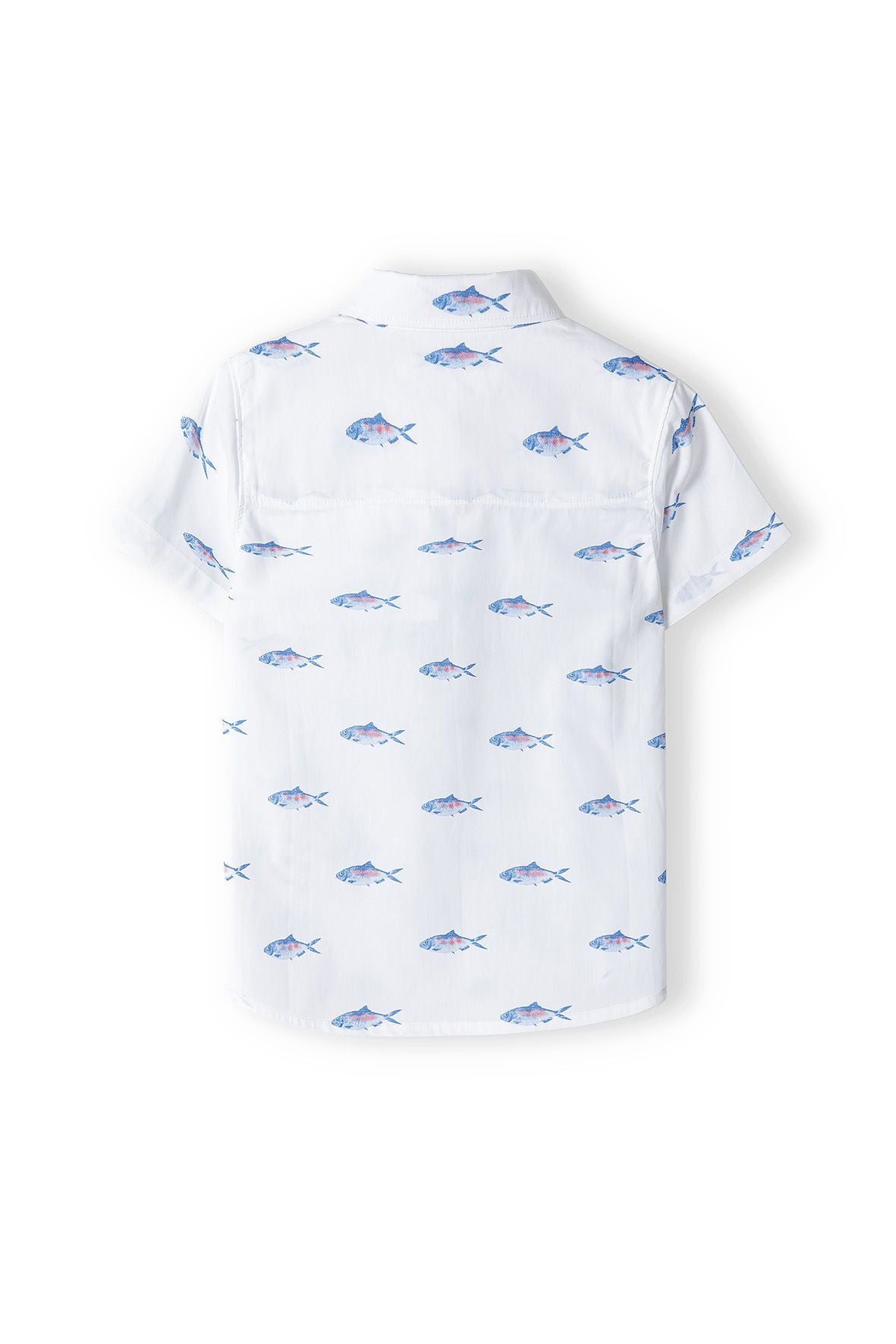 Short Sleeve Shirt, Fish Print, White - 3