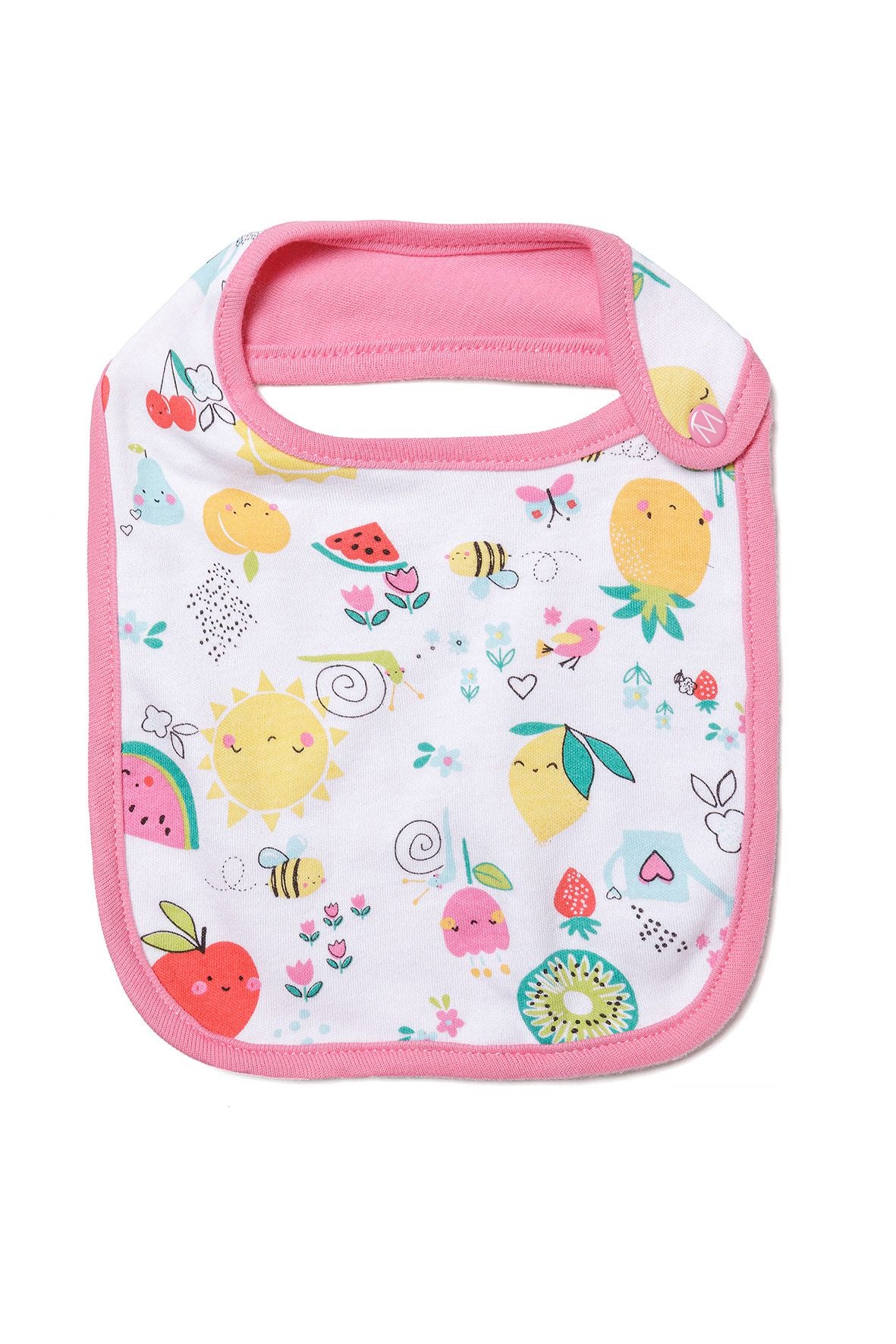 Feeding Bibs 2-Pack, Pink Bunny & Fruit Print - 3