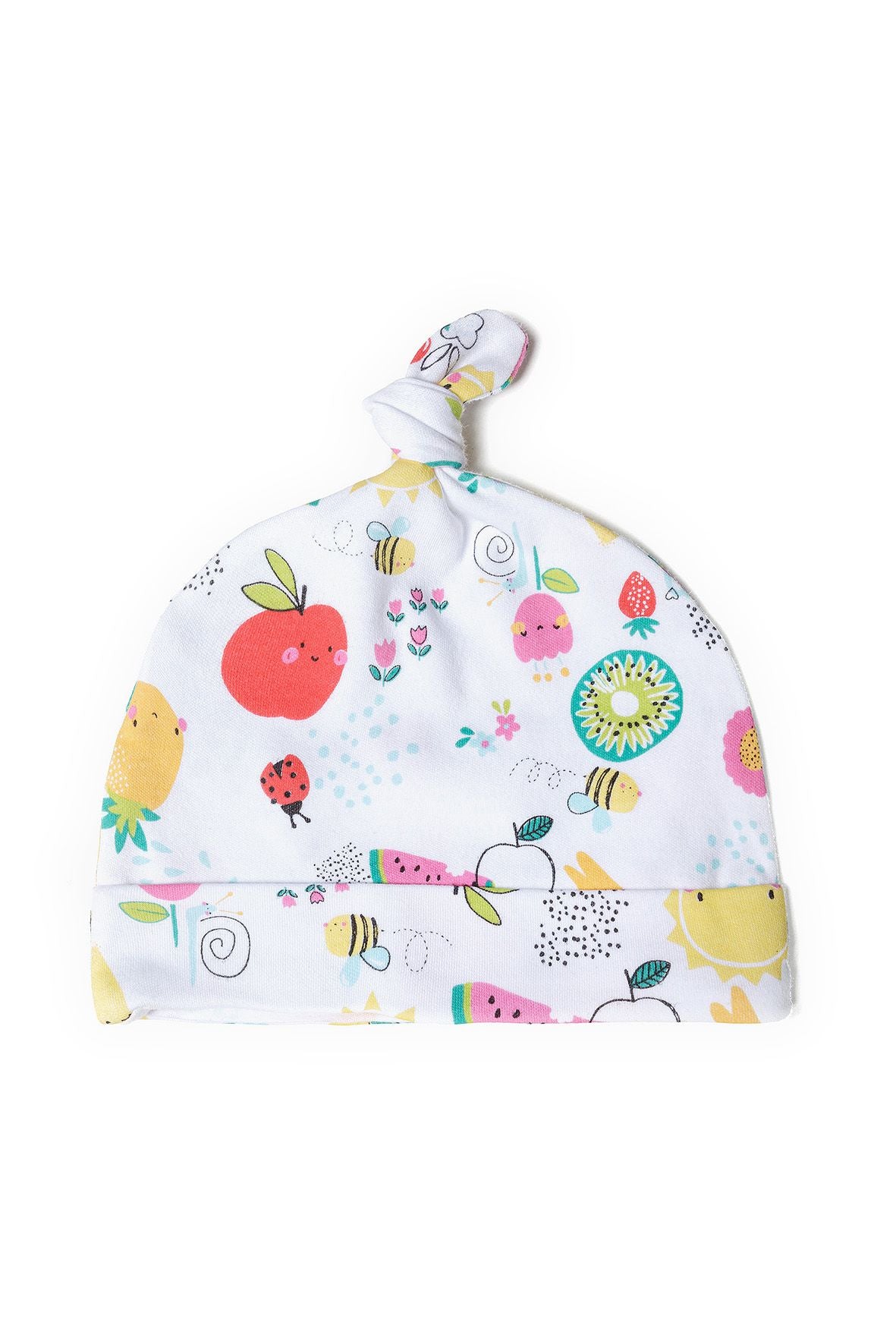 Baby Hats 2-Pack, Fruit Print, Pink White - 2