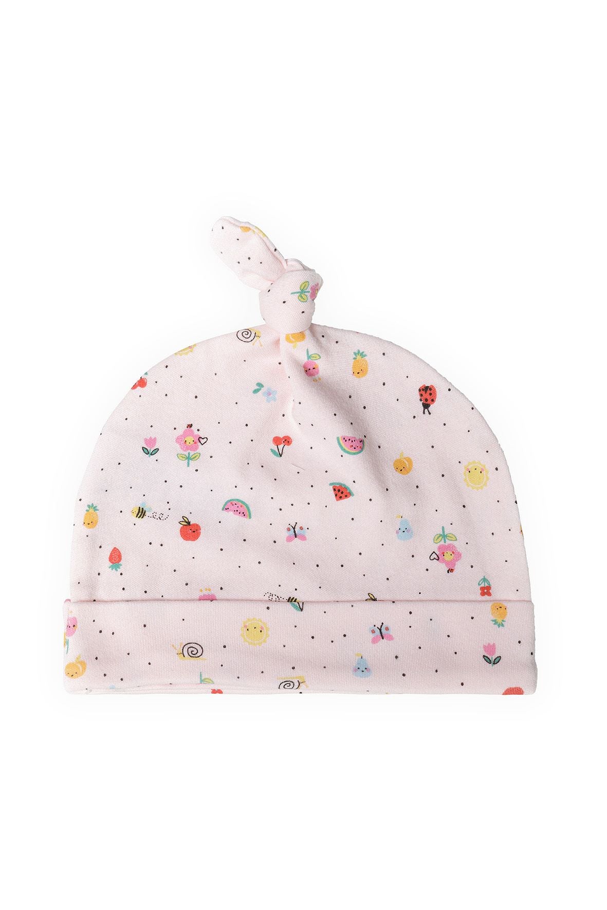 Baby Hats 2-Pack, Fruit Print, Pink White - 3