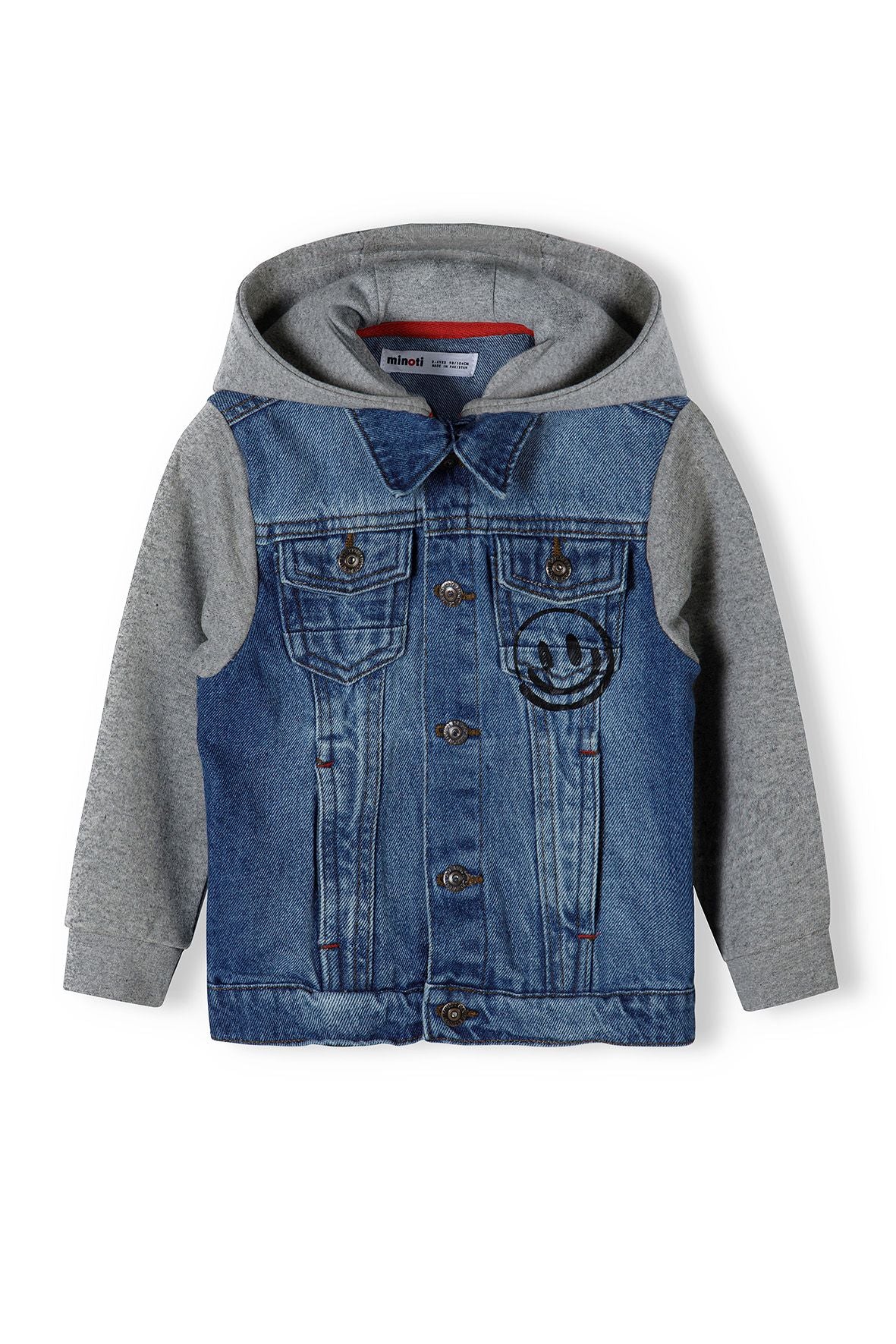 Denim Jacket with Fleece Hood, Light Blue - 2